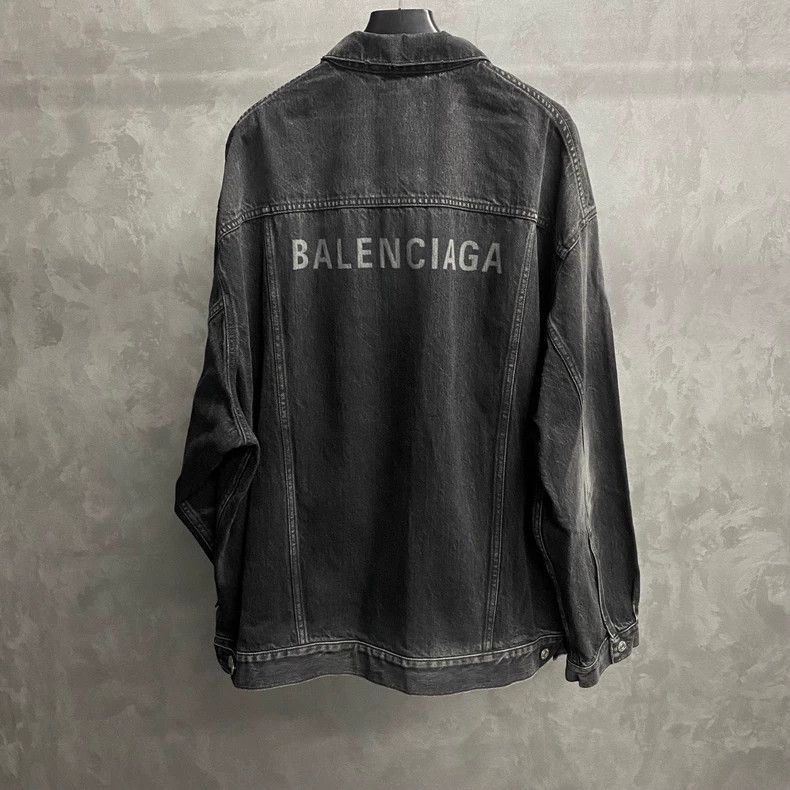 Balenciaga Balenciaga Black Gray Embroidered Denim Jacket Size US S / EU 44-46 / 1 - 2 Thumbnail