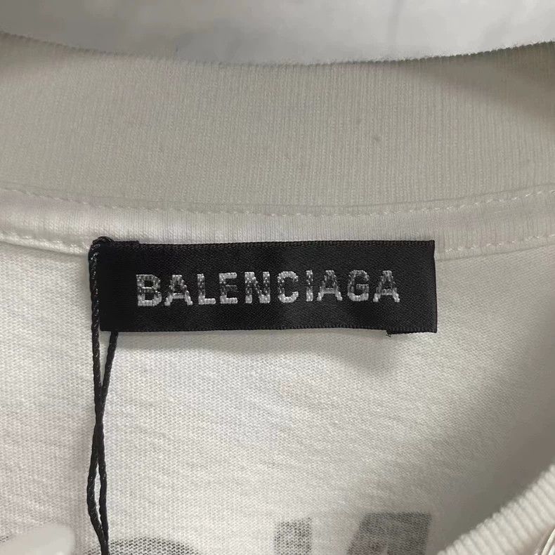 Balenciaga Balenciaga White Logo Print Short Sleeve Shirt Size US S / EU 44-46 / 1 - 3 Thumbnail