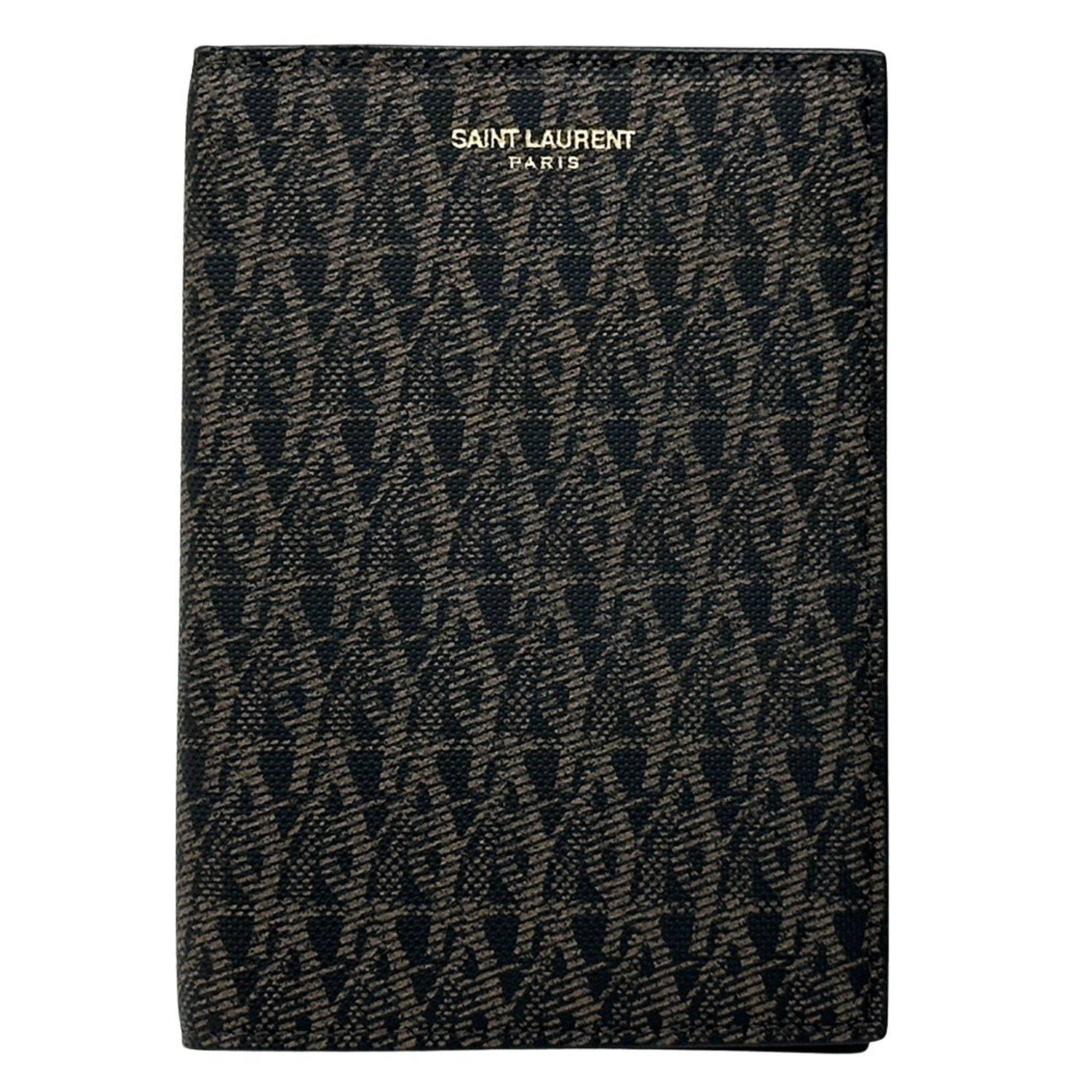 Yves Saint Laurent Yves Saint Laurent Saint Laurent SAINT LAURENT Notebook Cover for Women and Men, PVC, Brown, Black, Dark Passport Case, Mini Size ONE SIZE - 2 Thumbnail