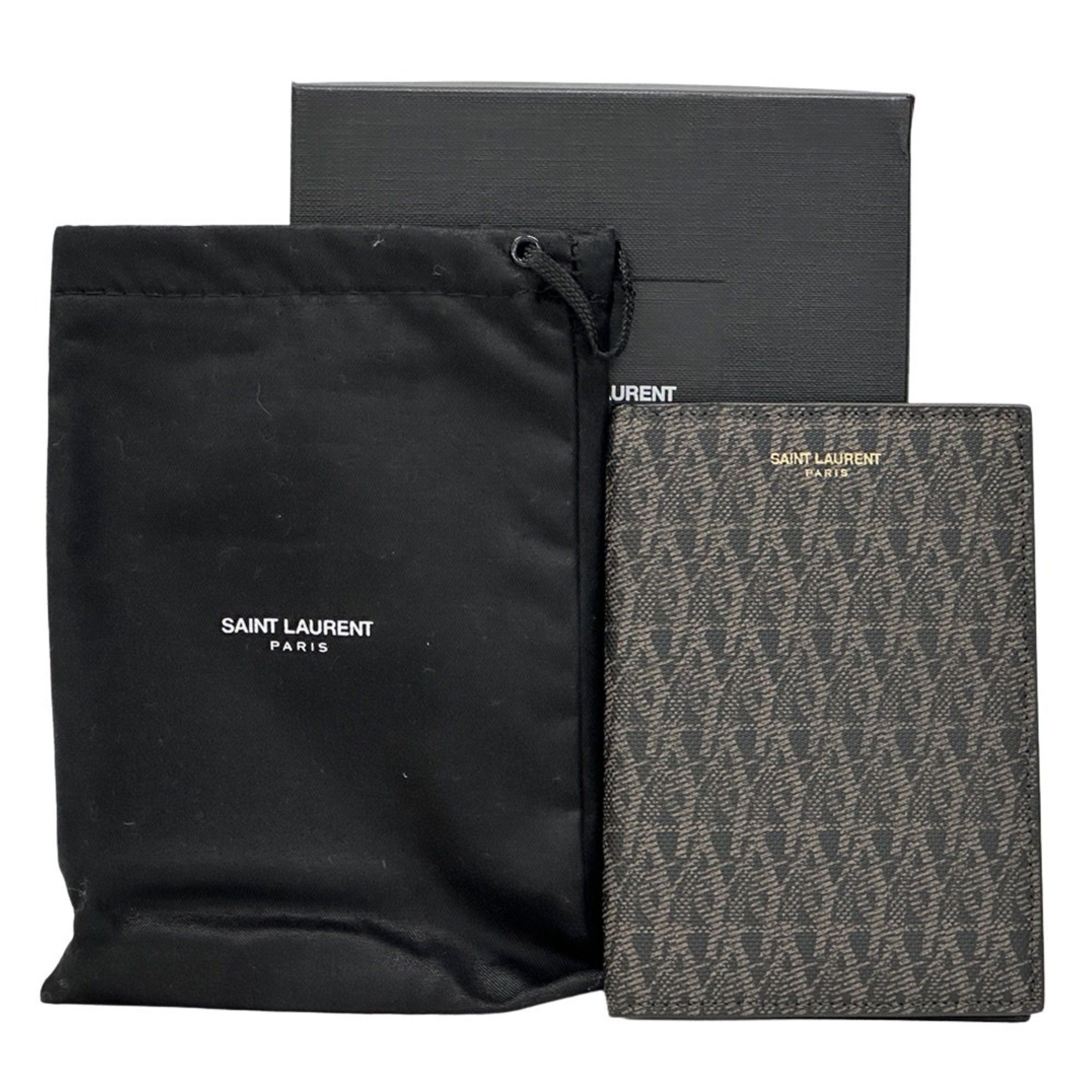 Yves Saint Laurent Yves Saint Laurent Saint Laurent SAINT LAURENT Notebook Cover for Women and Men, PVC, Brown, Black, Dark Passport Case, Mini Size ONE SIZE - 7 Thumbnail