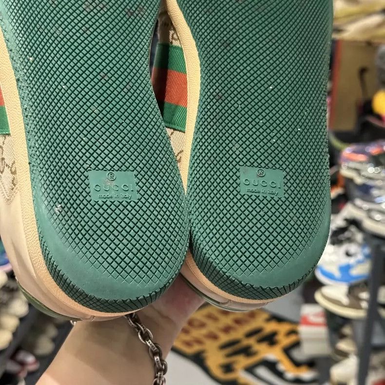 Gucci GUCCI Screener Dirty Shoes Green Size US 10 / EU 43 - 7 Thumbnail