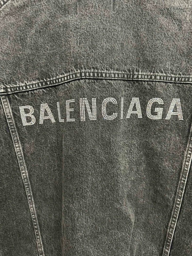 Balenciaga Balenciaga Back Rhinestone Denim Jacket Size L Size US L / EU 52-54 / 3 - 5 Thumbnail