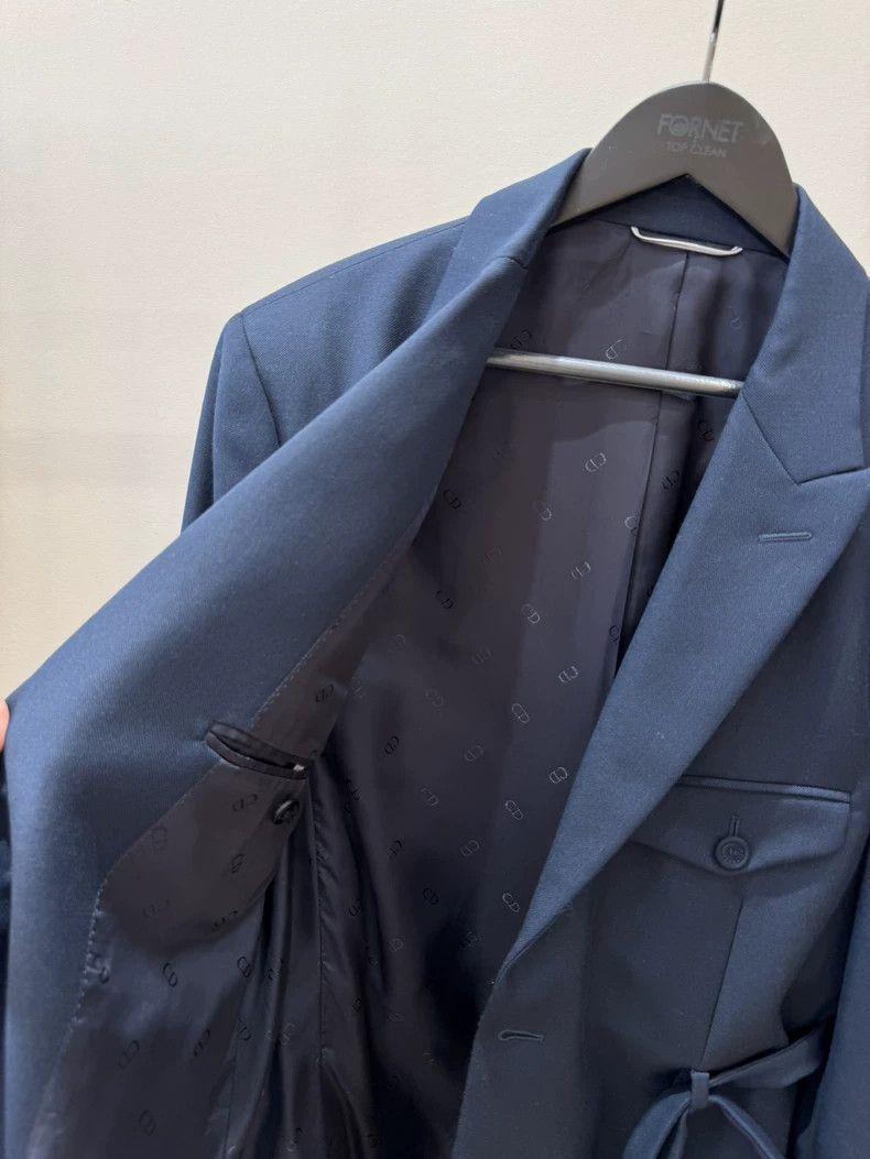 Dior Dior Dark Blue Suit Jacket with Belt Design Size US L / EU 52-54 / 3 - 3 Thumbnail