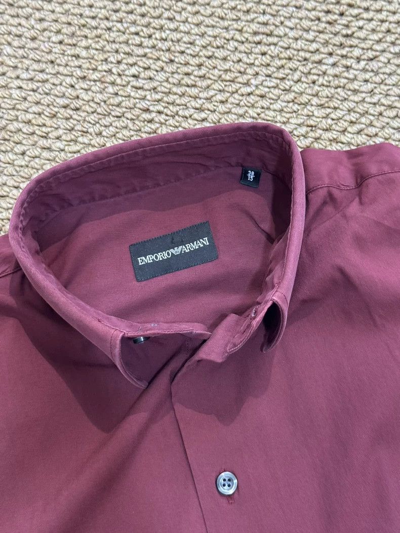 Emporio Armani Armani Men's Long Sleeve Shirt in Burgundy Size US M / EU 48-50 / 2 - 3 Thumbnail
