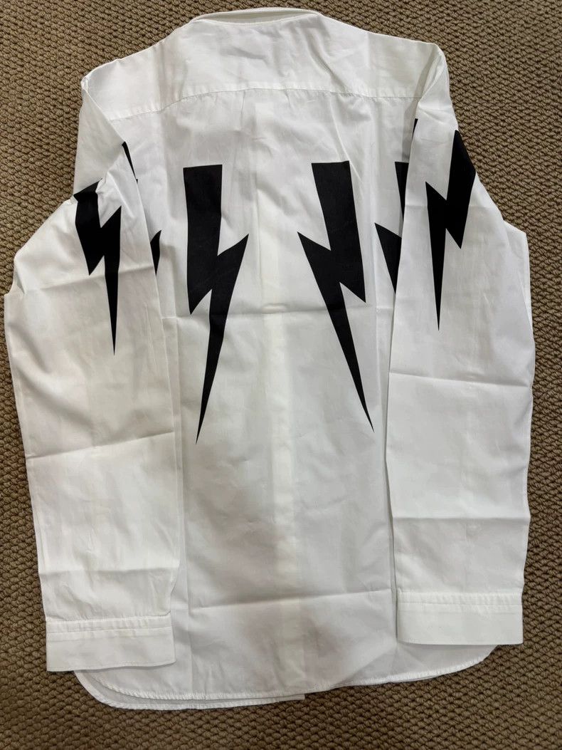 Thom Browne Neil Barrett White Lightning Pattern Shirt Size US S / EU 44-46 / 1 - 6 Thumbnail