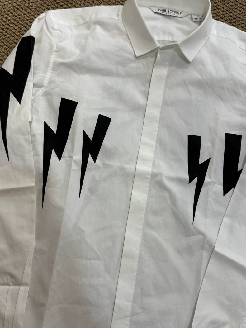 Thom Browne Neil Barrett White Lightning Pattern Shirt Size US S / EU 44-46 / 1 - 4 Thumbnail