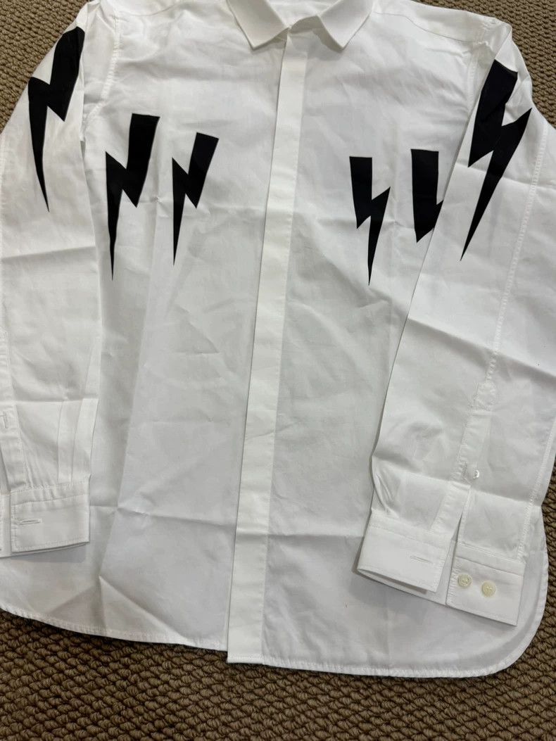 Thom Browne Neil Barrett White Lightning Pattern Shirt Size US S / EU 44-46 / 1 - 2 Thumbnail