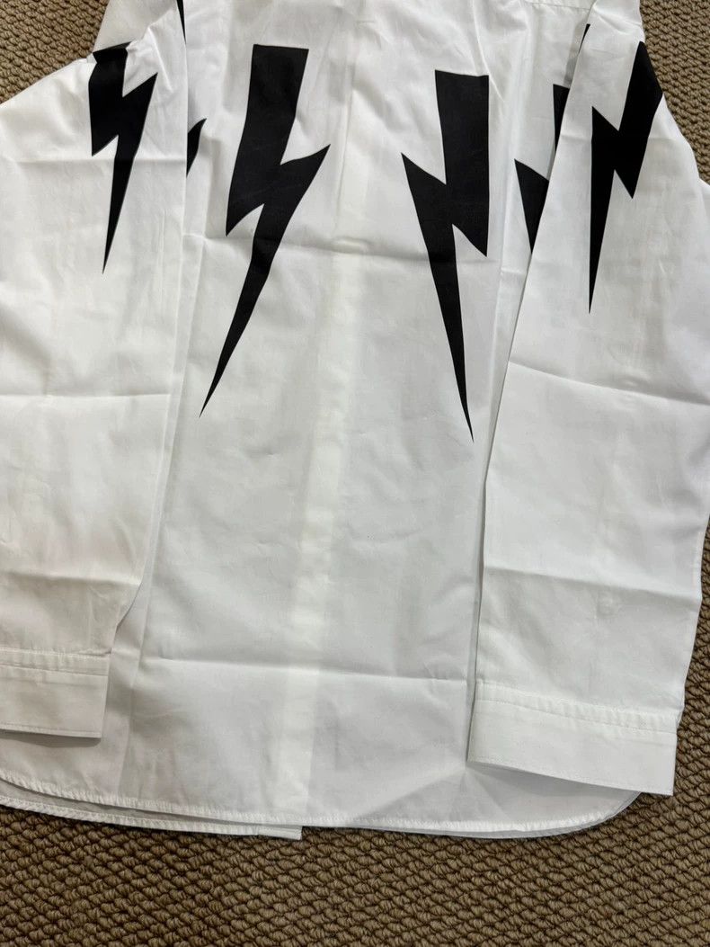 Thom Browne Neil Barrett White Lightning Pattern Shirt Size US S / EU 44-46 / 1 - 7 Thumbnail
