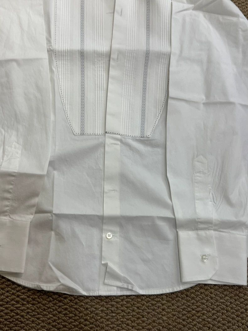 Dolce & Gabbana D&G Men's White Dress Shirt with Pleats Size US M / EU 48-50 / 2 - 2 Thumbnail