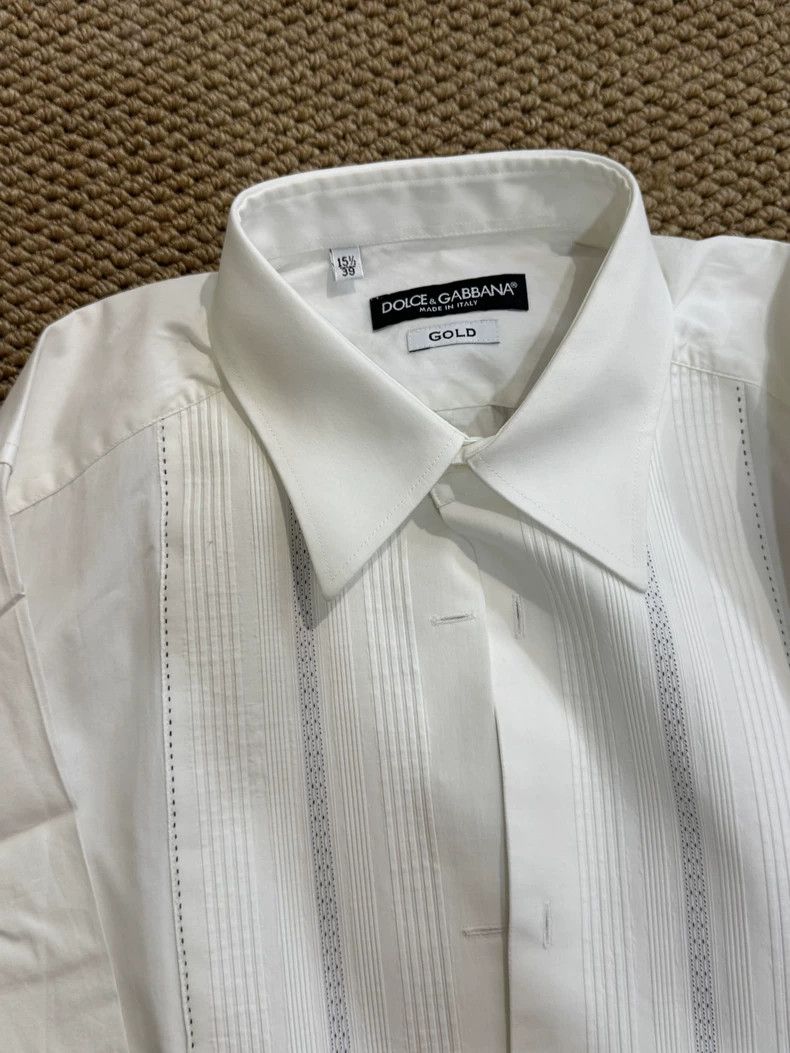 Dolce & Gabbana D&G Men's White Dress Shirt with Pleats Size US M / EU 48-50 / 2 - 4 Thumbnail