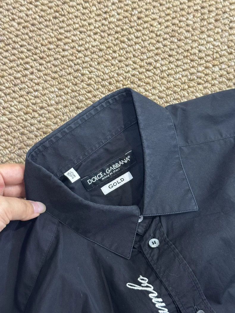 Dolce & Gabbana D&G Black Shirt with White Embroidery Design Size US M / EU 48-50 / 2 - 2 Thumbnail
