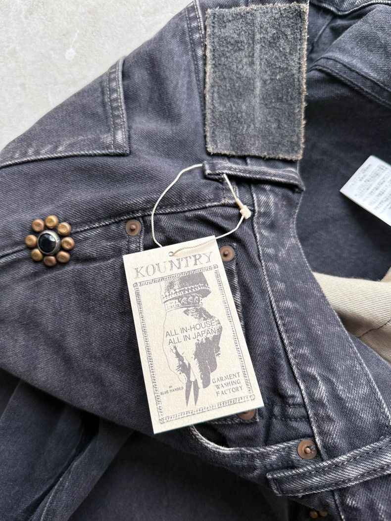 Kapital Black Wash Straight Leg Jeans with Gems