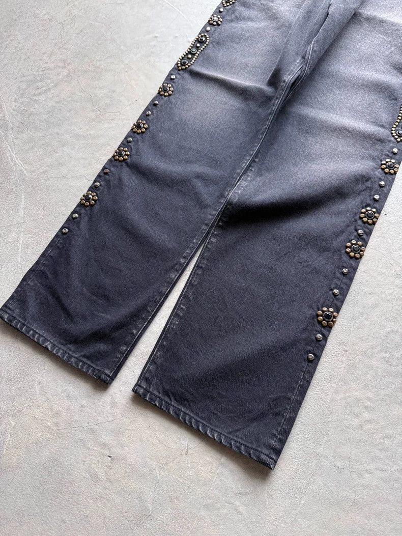 Kapital Black Wash Straight Leg Jeans with Gems