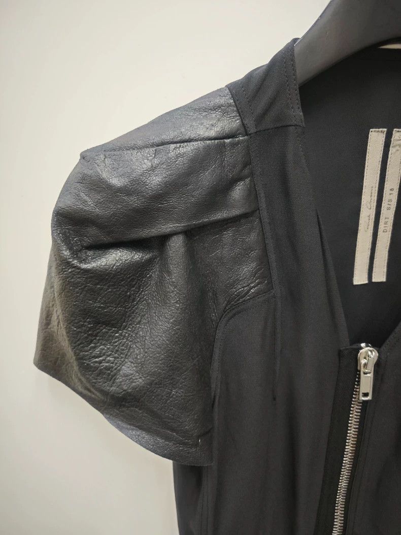Rick Owens Black Zipped Top with Leather Sleeves Size US M / EU 48-50 / 2 - 2 Thumbnail