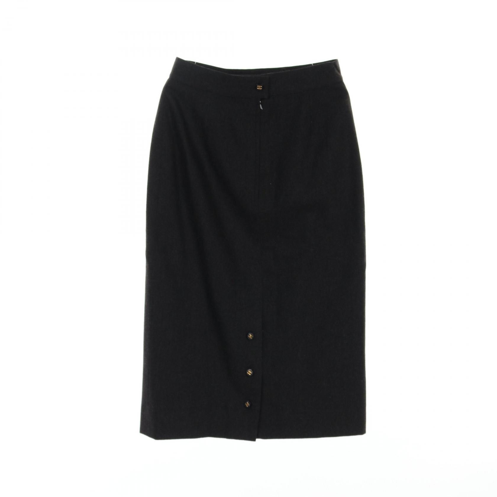 Chanel Chanel Chanel Coco Mark Button Wool Skirt Natural Material Skirts P05858 Size ONE SIZE - 2 Thumbnail
