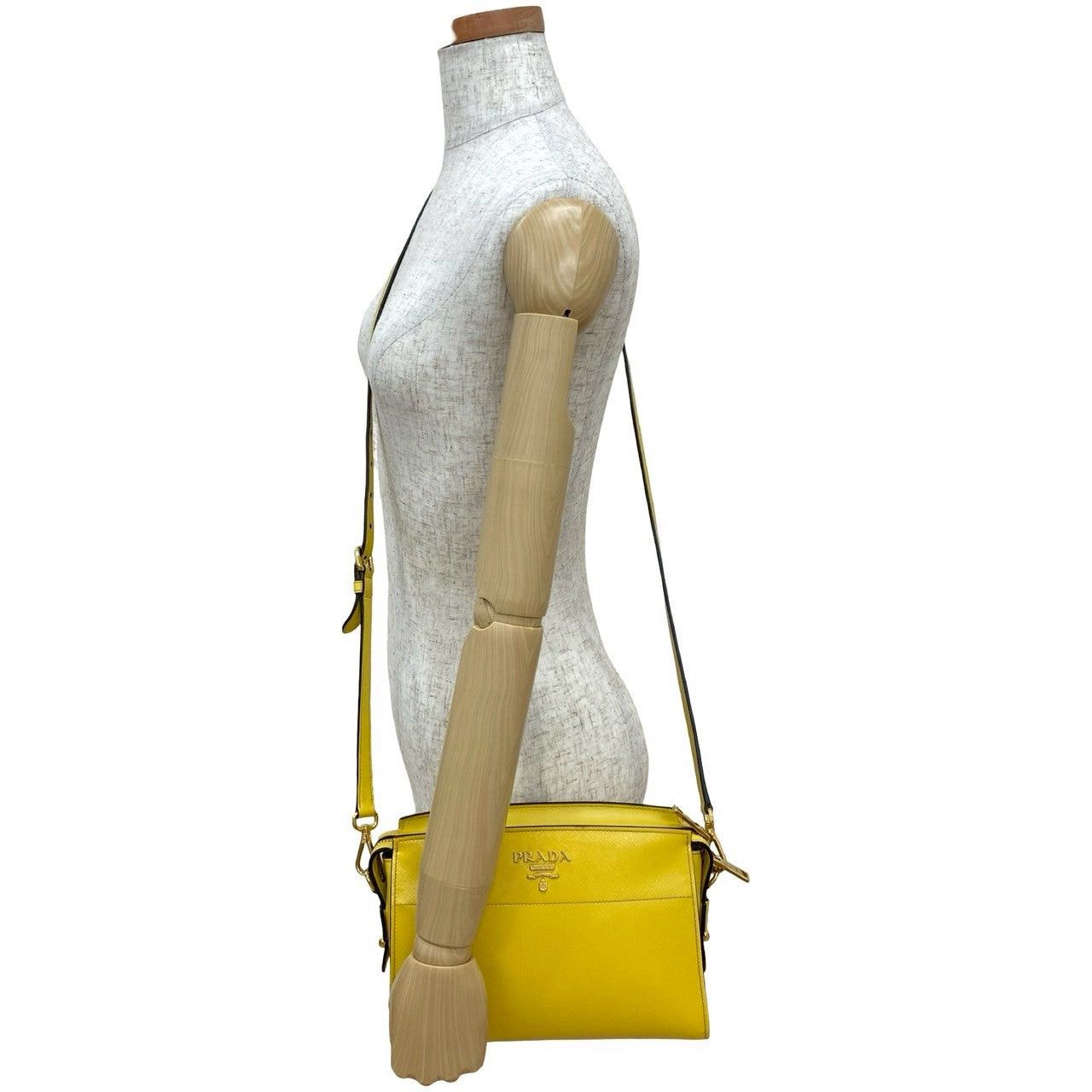 Prada Prada Shoulder Bag Yellow Leather Size ONE SIZE - 2 Thumbnail