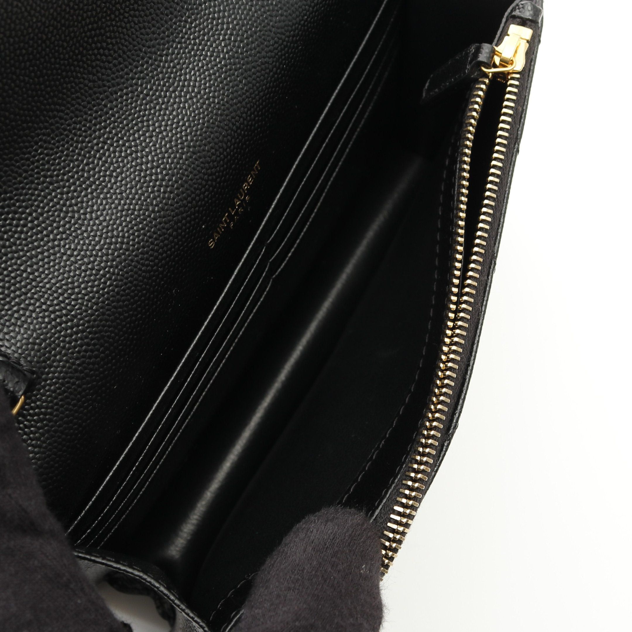 Yves Saint Laurent Yves Saint Laurent Monogram Envelope Chain Wallet Leather Black Size ONE SIZE - 3 Thumbnail