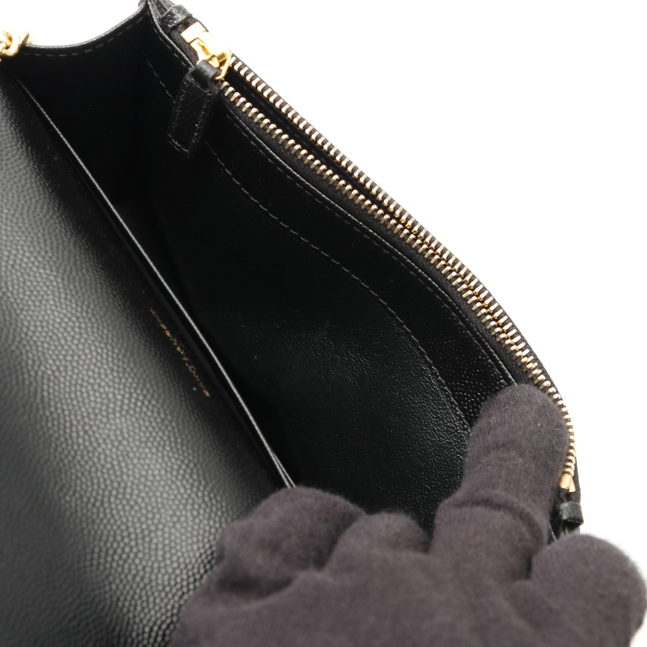 Yves Saint Laurent Yves Saint Laurent Monogram Envelope Chain Wallet Leather Black Size ONE SIZE - 8 Thumbnail