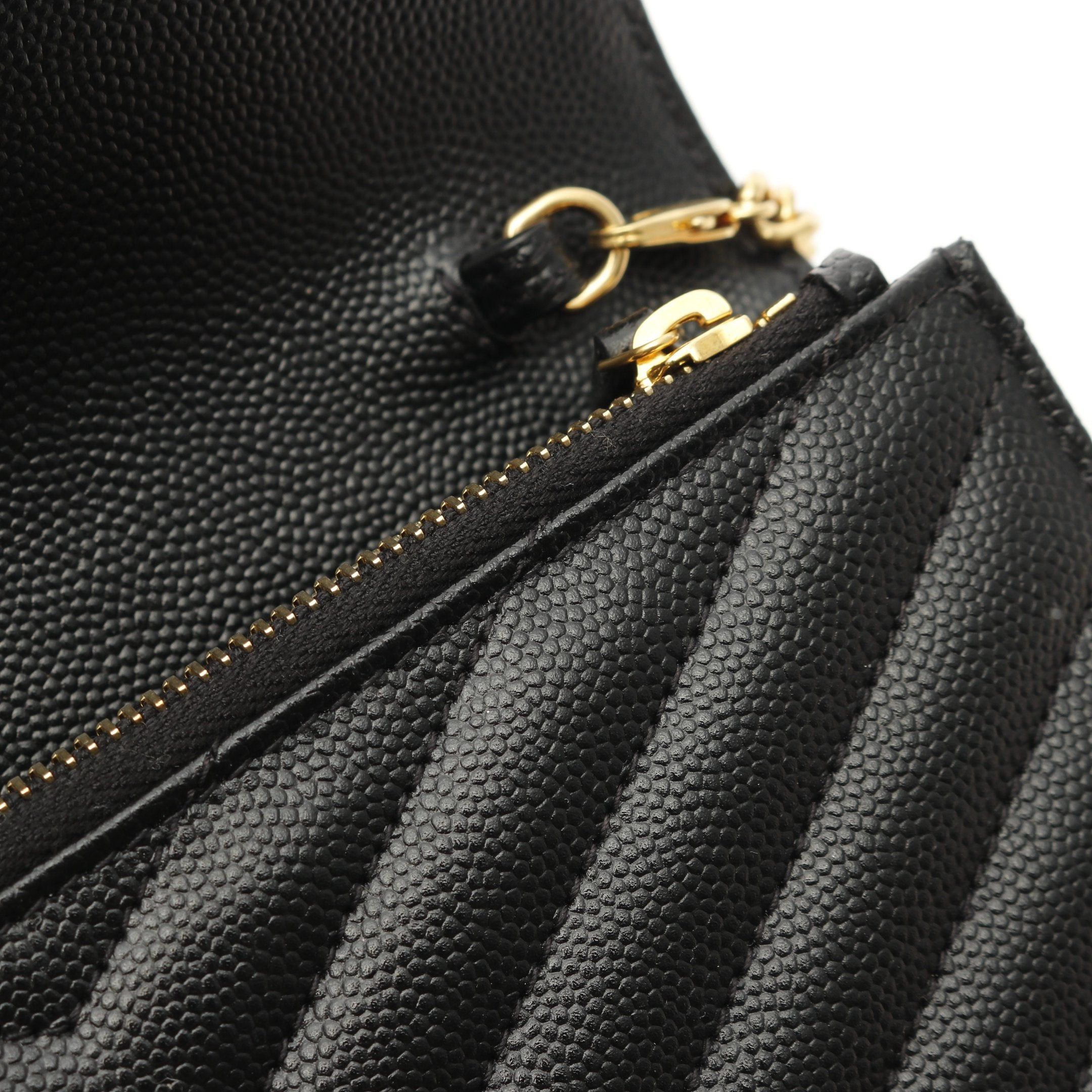 Yves Saint Laurent Yves Saint Laurent Monogram Envelope Chain Wallet Leather Black Size ONE SIZE - 7 Thumbnail