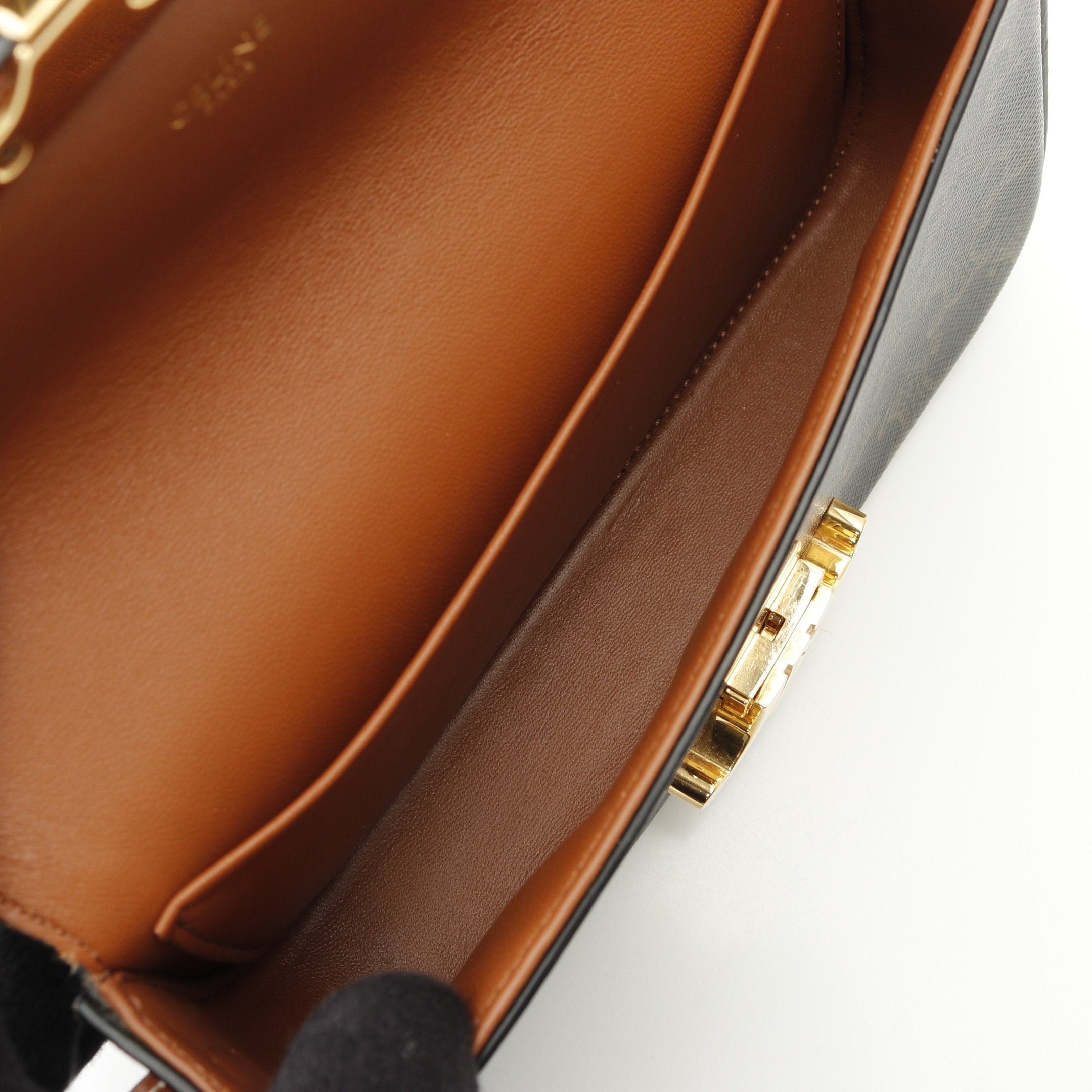 Celine Celine Claude Triomphe One Shoulder Bag Leather Dark Brown Size ONE SIZE - 3 Thumbnail