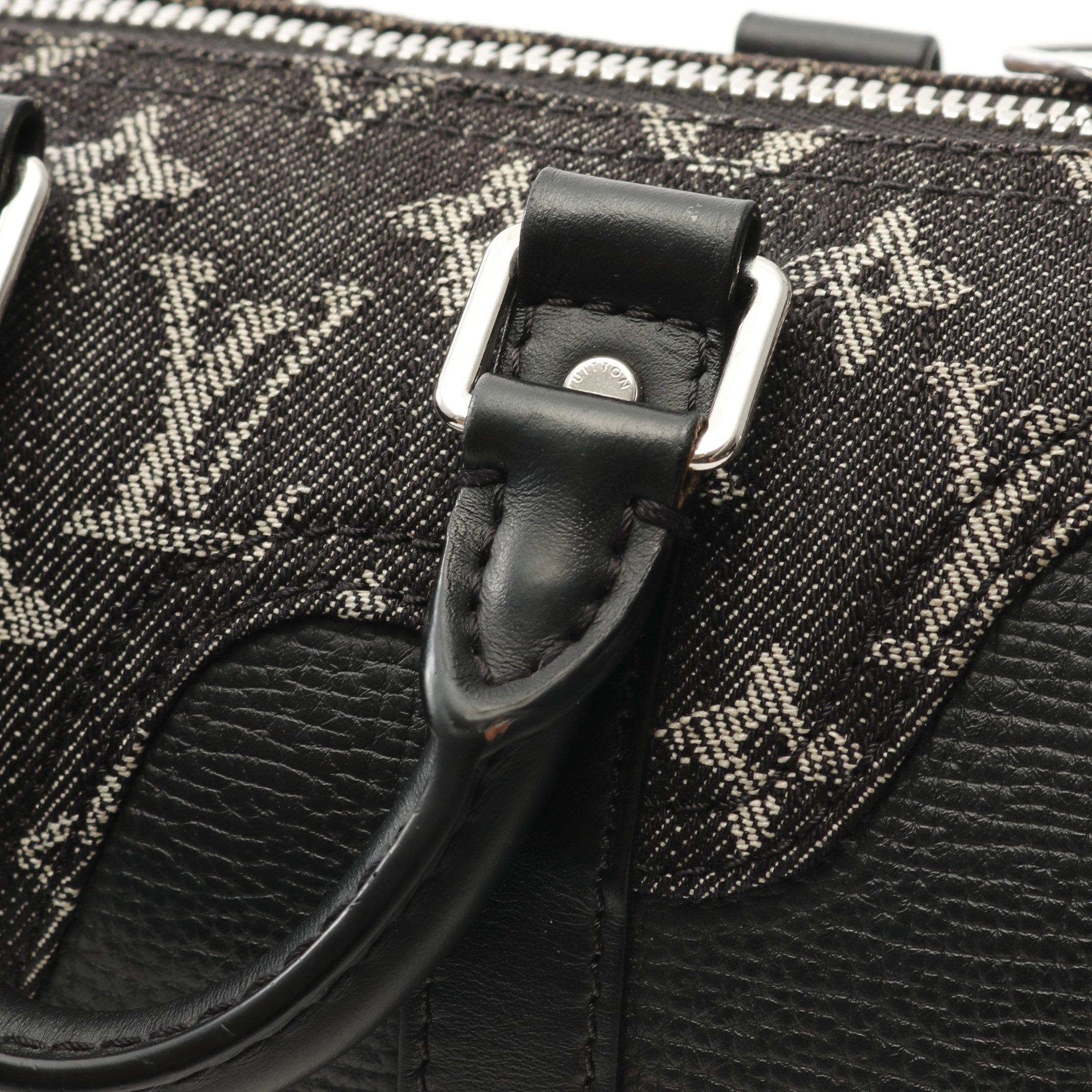 Louis Vuitton Louis Vuitton Louis Vuitton * Nigo Keepall Xs Monogram Denim Noir Handbag Mini Boston Bag Canvas Leather Black Size ONE SIZE - 7 Thumbnail