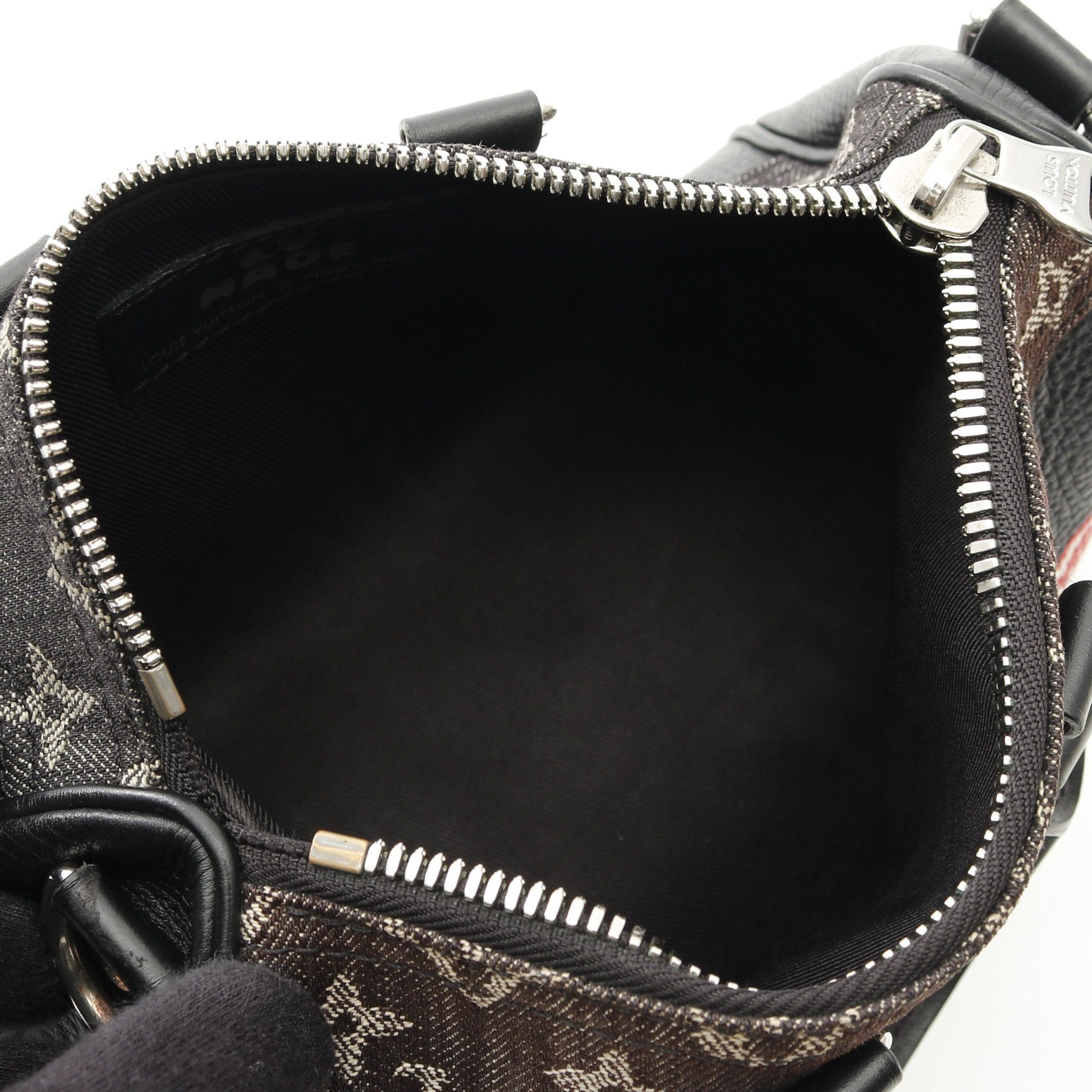 Louis Vuitton Louis Vuitton Louis Vuitton * Nigo Keepall Xs Monogram Denim Noir Handbag Mini Boston Bag Canvas Leather Black Size ONE SIZE - 3 Thumbnail