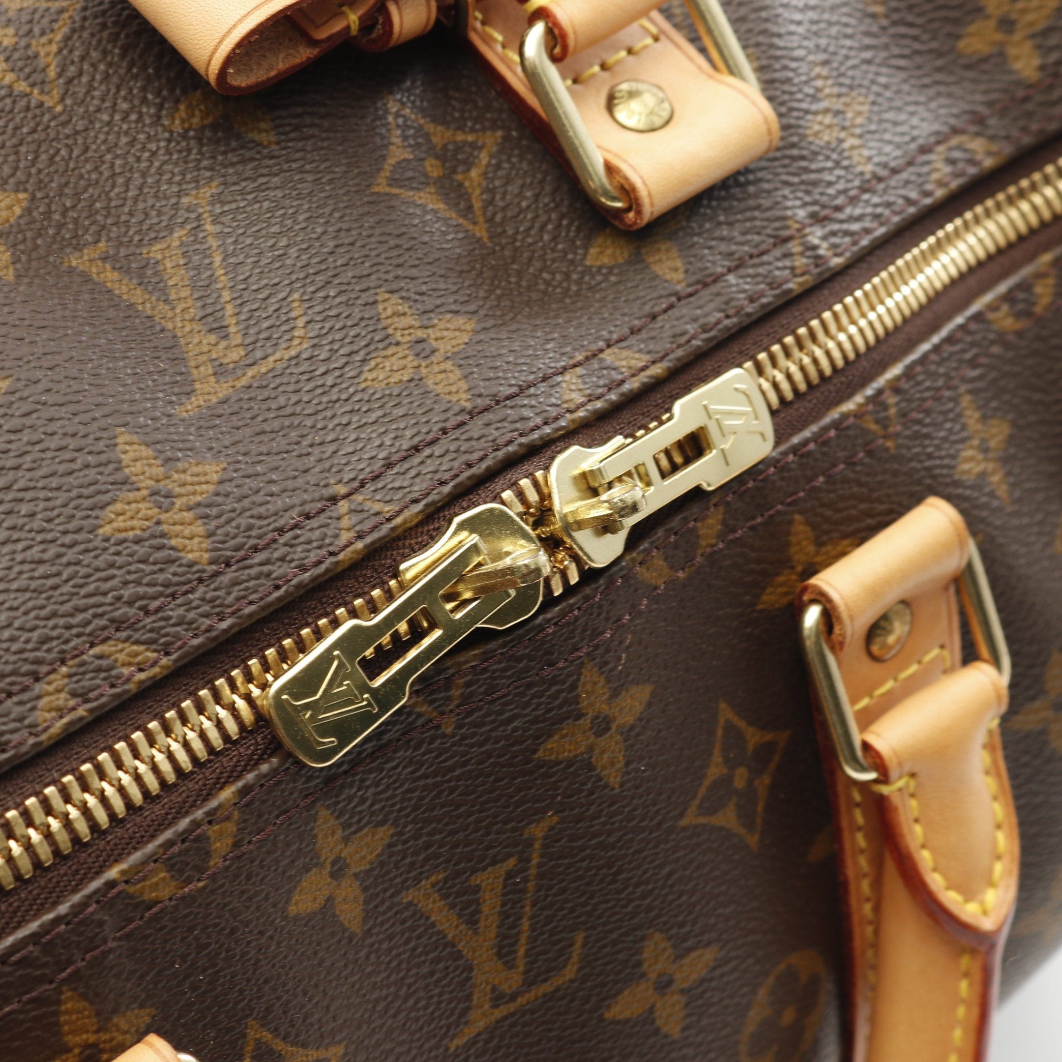 Louis Vuitton Louis Vuitton Keepall 55 Monogram Boston Bag Leather Brown Size ONE SIZE - 9 Thumbnail