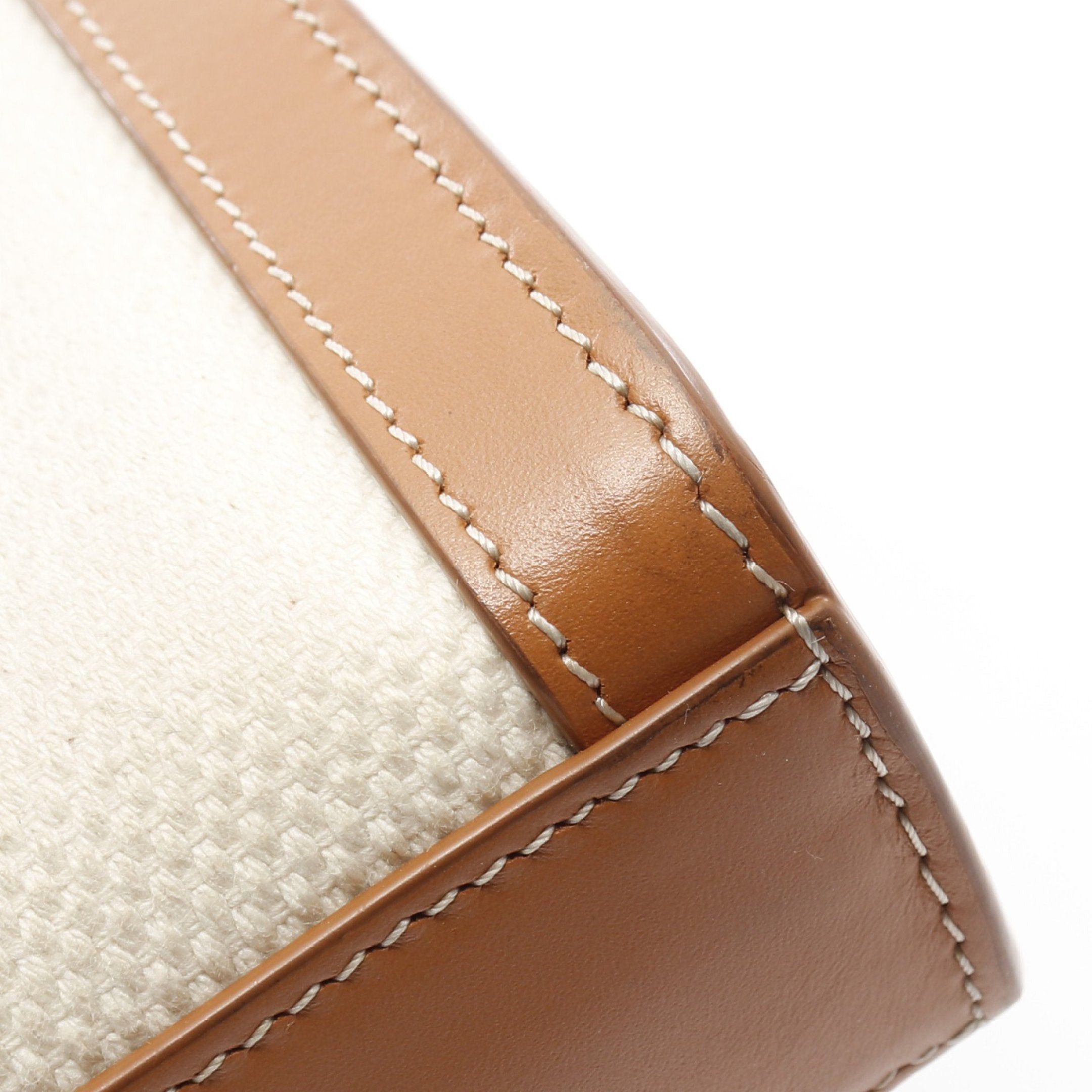 Celine Mini Vertical Cabas Handbag Canvas Leather Ivory Light Brown