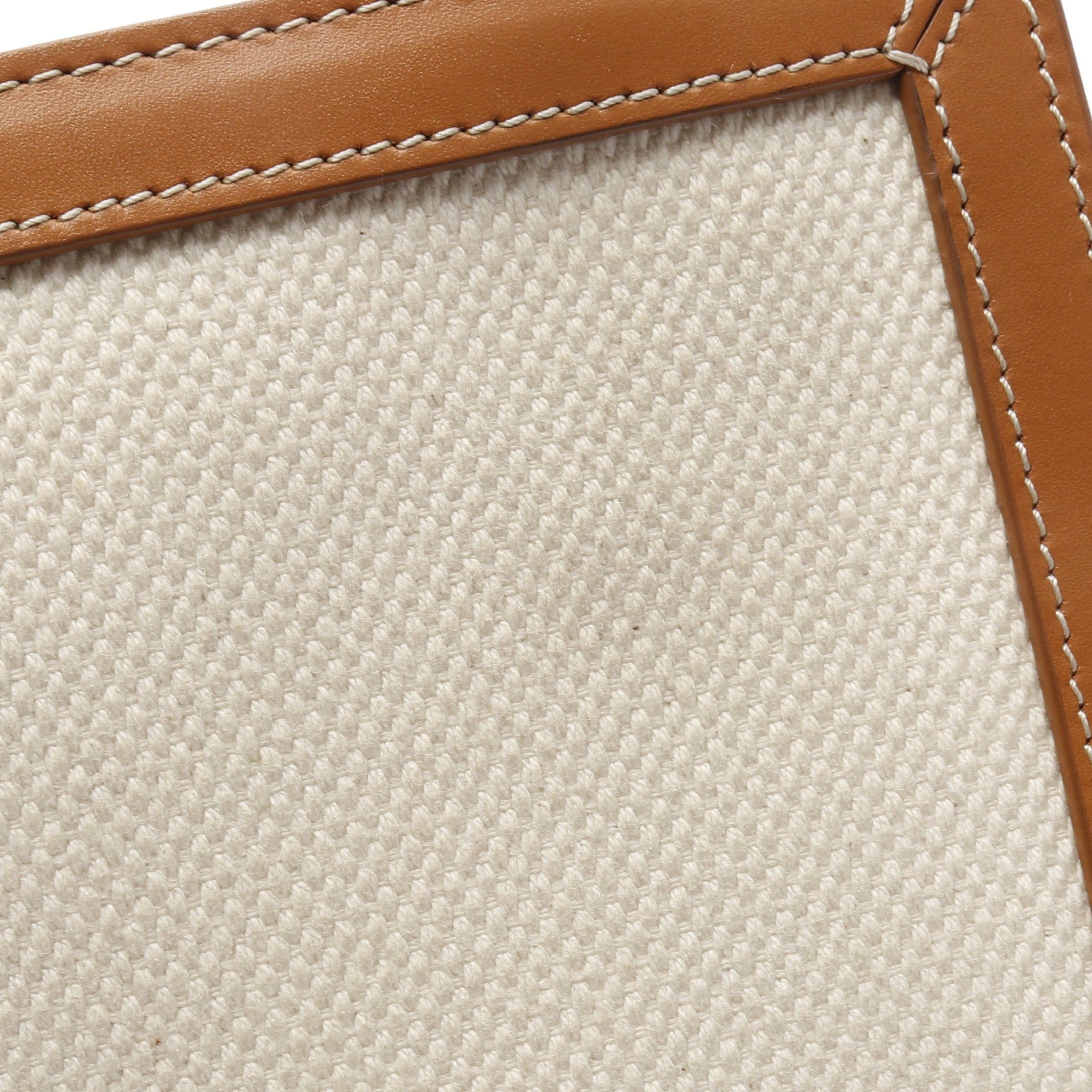 Celine Mini Vertical Cabas Handbag Canvas Leather Ivory Light Brown