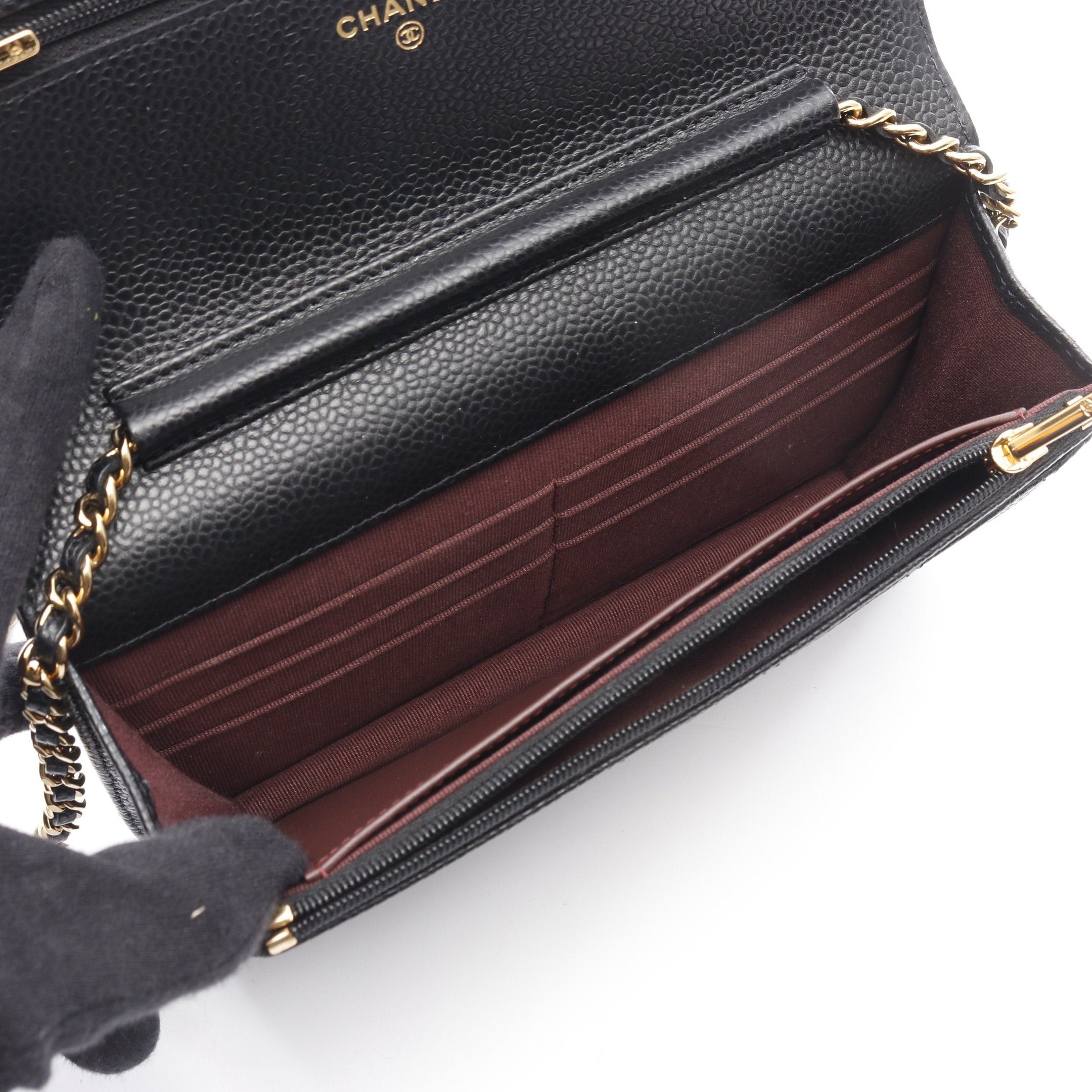 Chanel Chanel Matelasse Chain Wallet Caviar Skin Black Gold Hardware Size ONE SIZE - 3 Thumbnail
