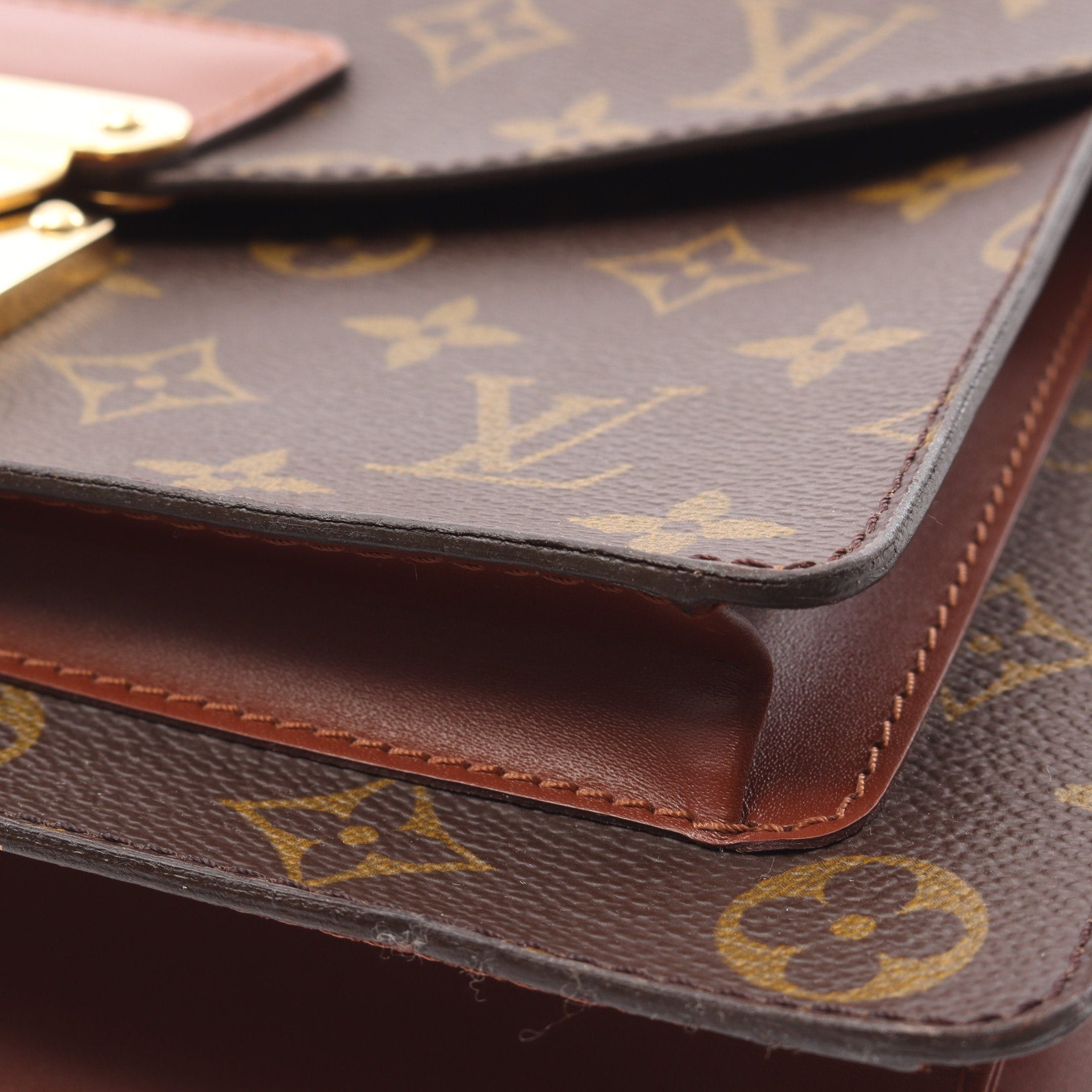 Louis Vuitton Louis Vuitton Monceau Monogram Handbag Leather Brown Size ONE SIZE - 7 Thumbnail
