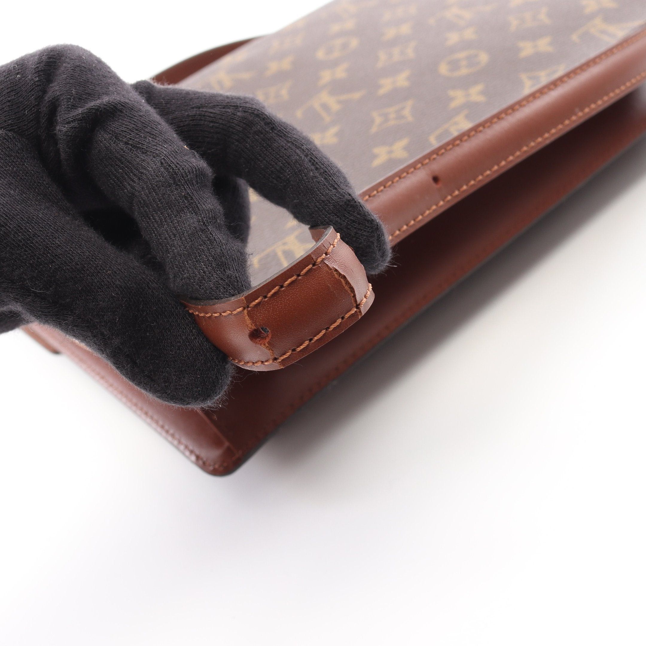 Louis Vuitton Louis Vuitton Monceau Monogram Handbag Leather Brown Size ONE SIZE - 9 Thumbnail