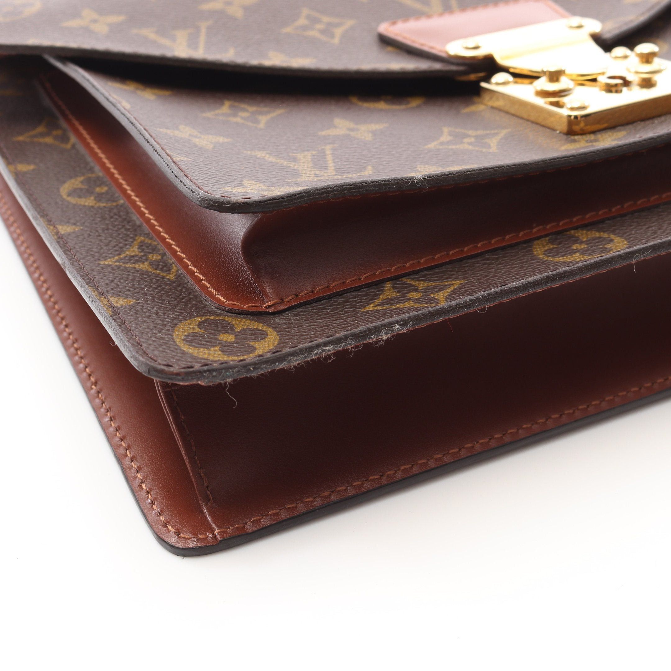 Louis Vuitton Louis Vuitton Monceau Monogram Handbag Leather Brown Size ONE SIZE - 8 Thumbnail