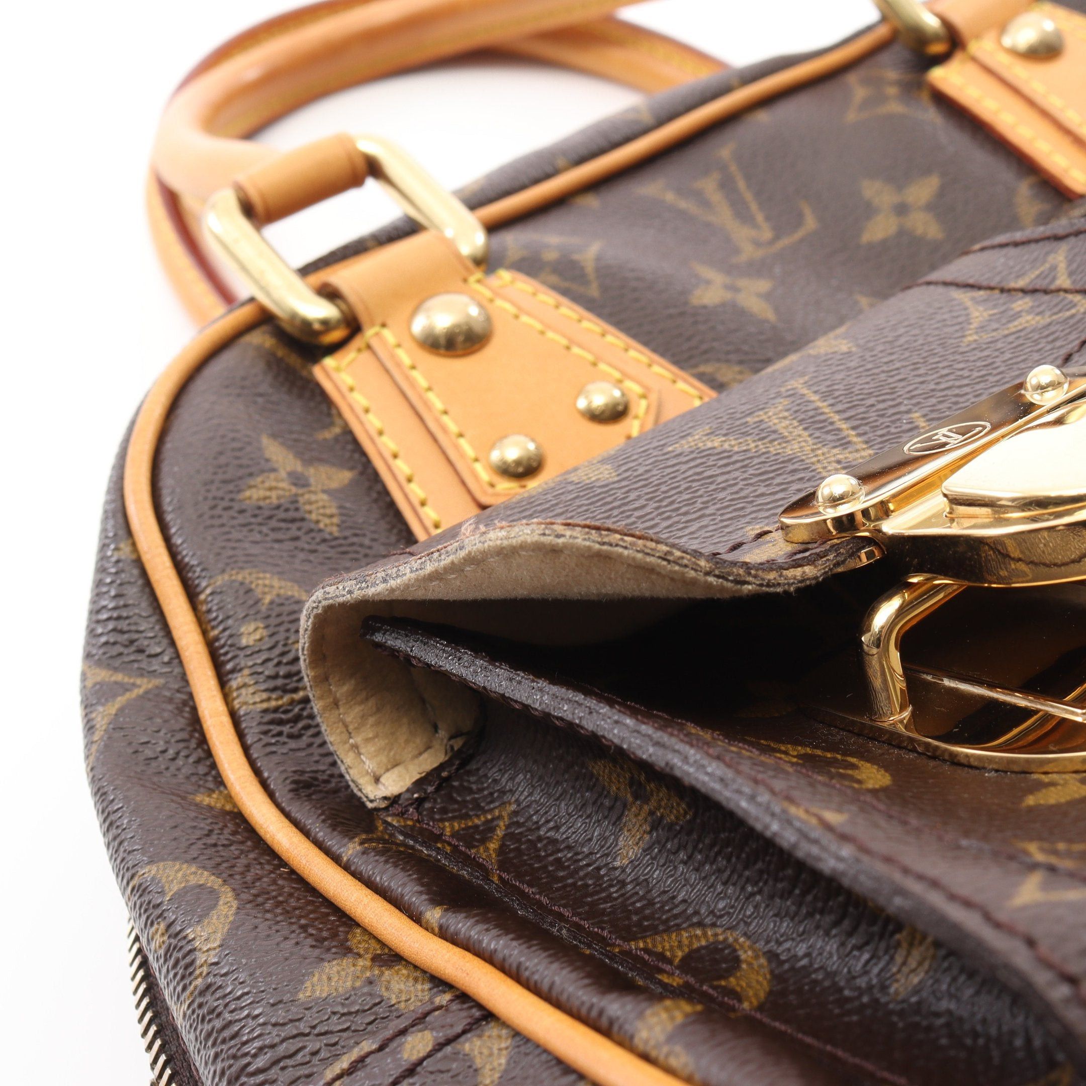 Louis Vuitton Louis Vuitton Manhattan Pm Monogram Handbag Leather Brown Size ONE SIZE - 10 Thumbnail