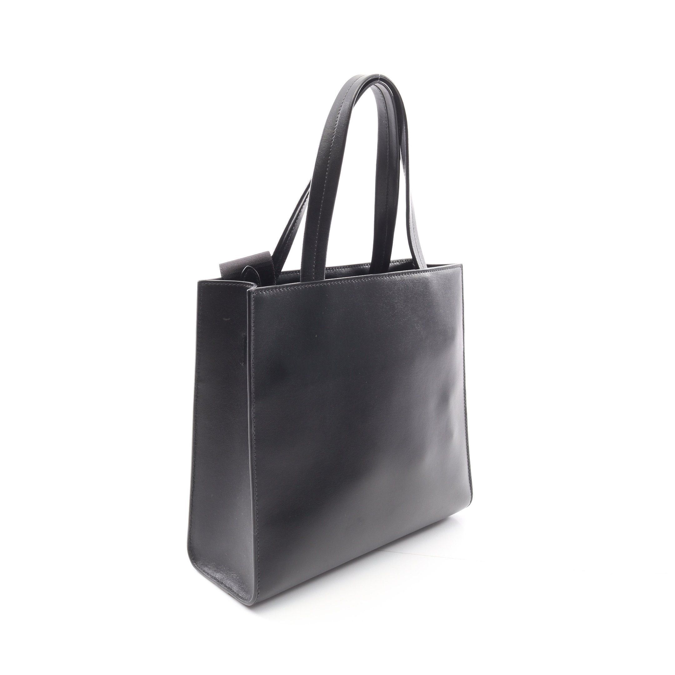 Prada Prada Soft Calf Triangle Logo Handbag Tote Bag Leather Black Size ONE SIZE - 2 Thumbnail