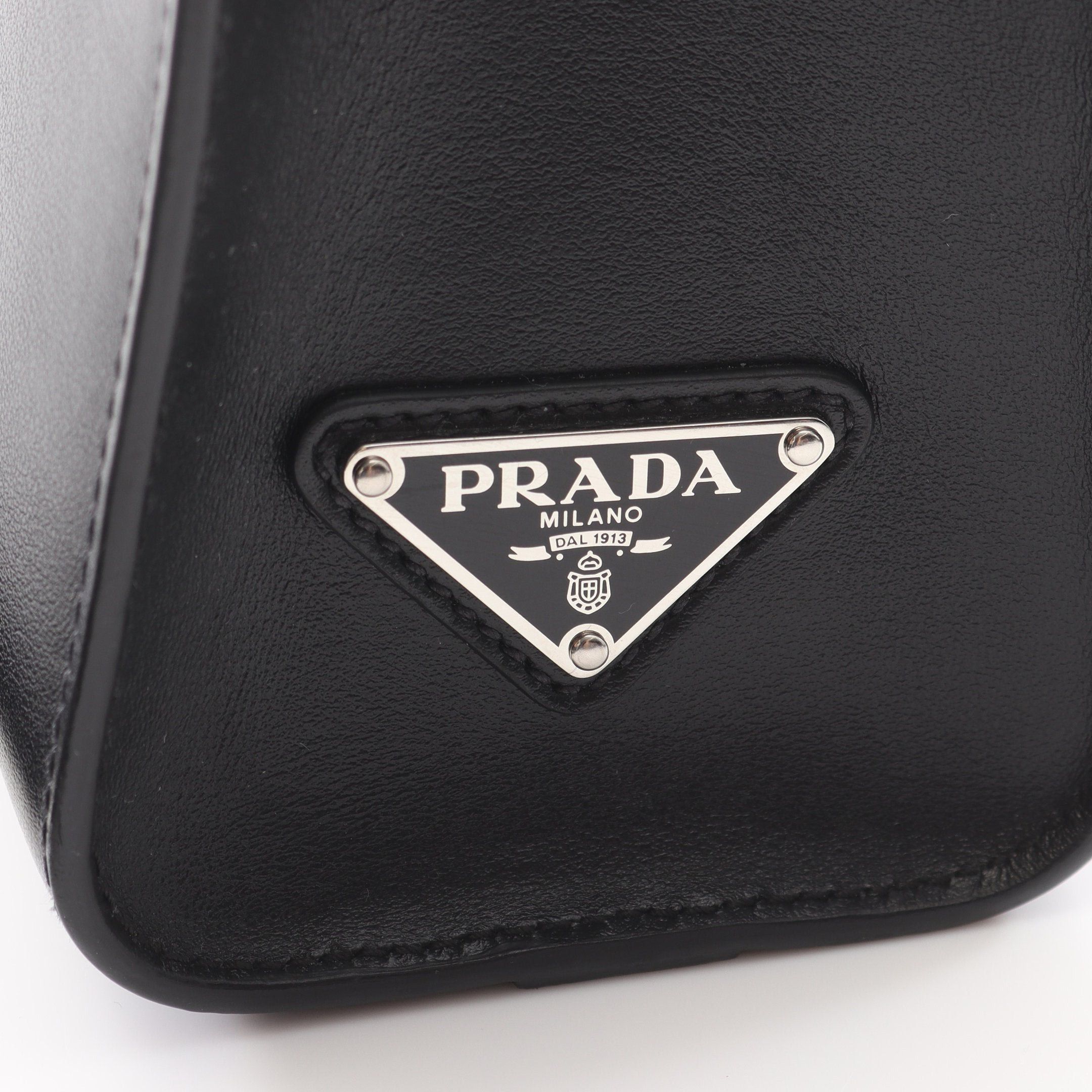 Prada Prada Soft Calf Triangle Logo Handbag Tote Bag Leather Black Size ONE SIZE - 5 Thumbnail
