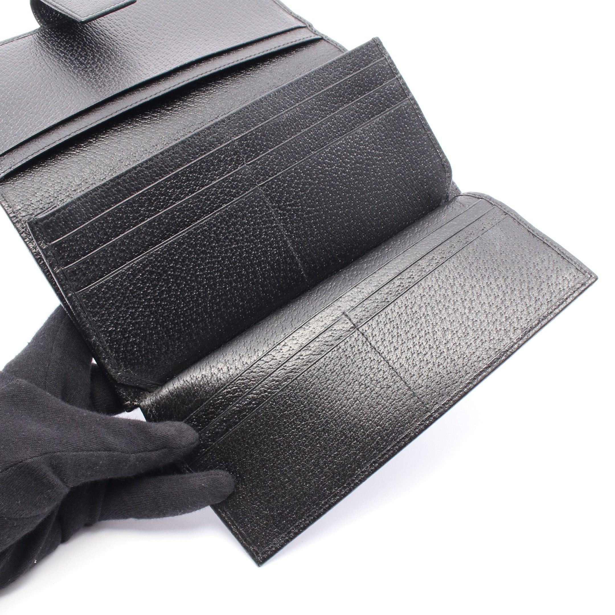 Gucci Gucci Gg Canvas Double Hook Wallet Leather Black Size ONE SIZE - 6 Thumbnail