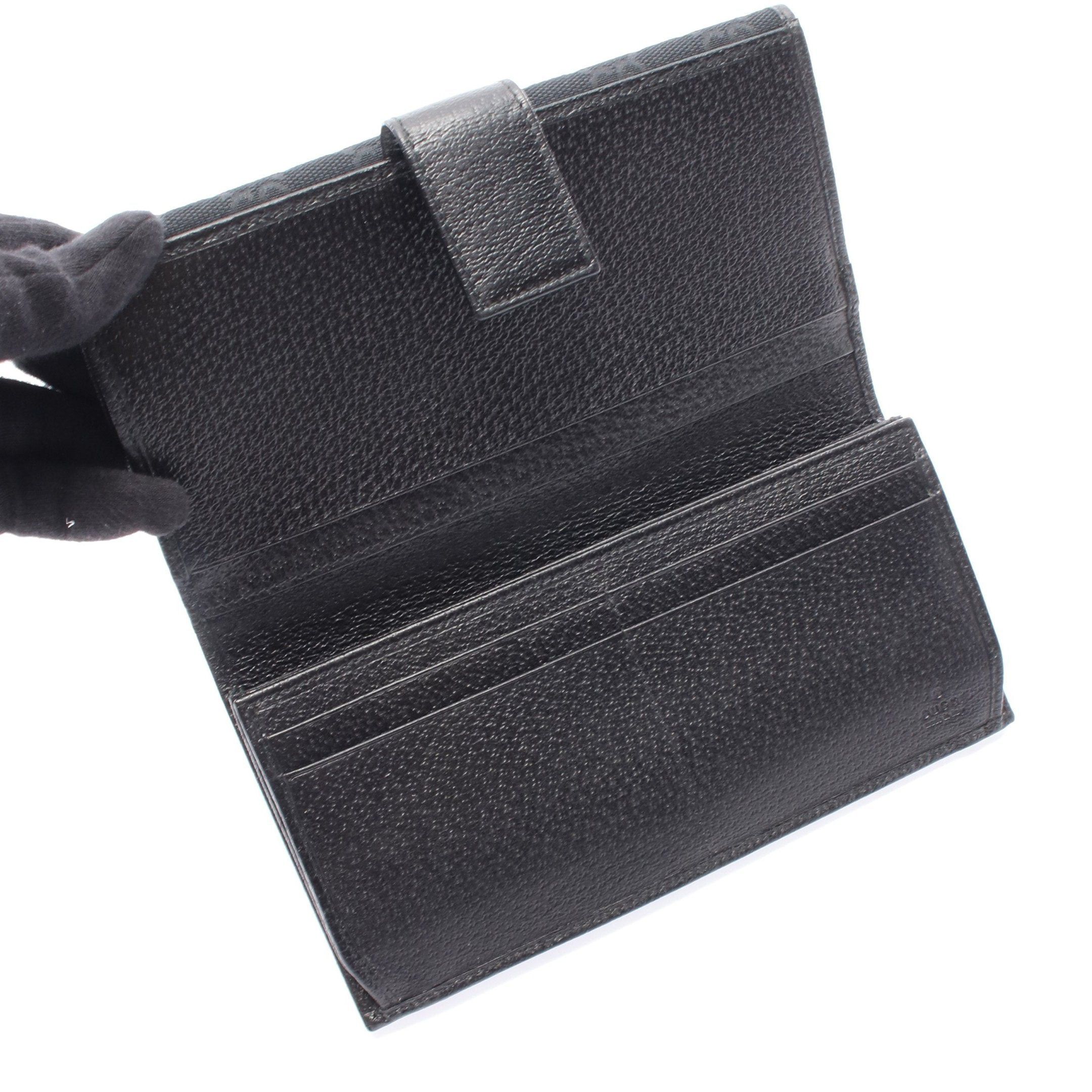Gucci Gucci Gg Canvas Double Hook Wallet Leather Black Size ONE SIZE - 3 Thumbnail
