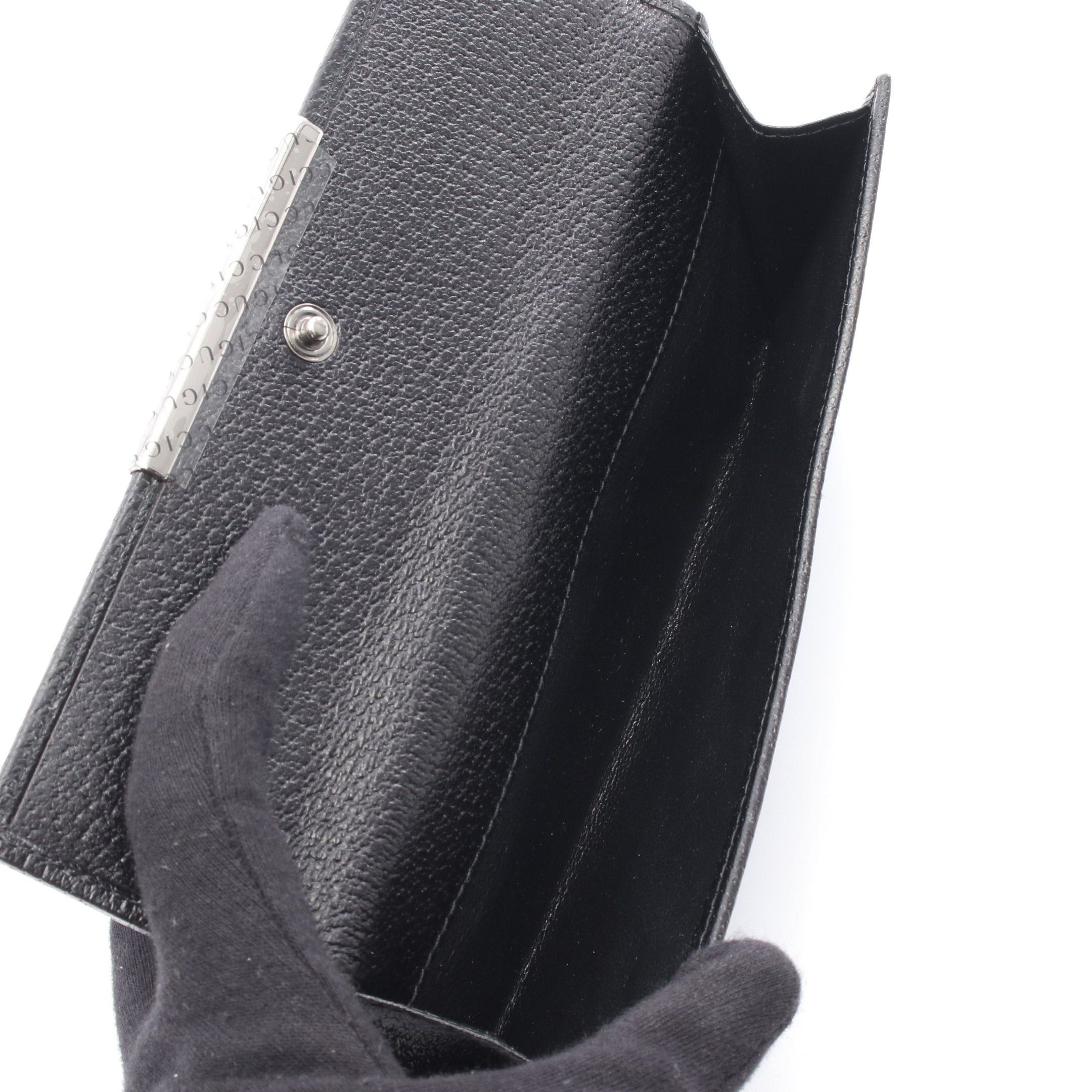 Gucci Gucci Gg Canvas Double Hook Wallet Leather Black Size ONE SIZE - 5 Thumbnail