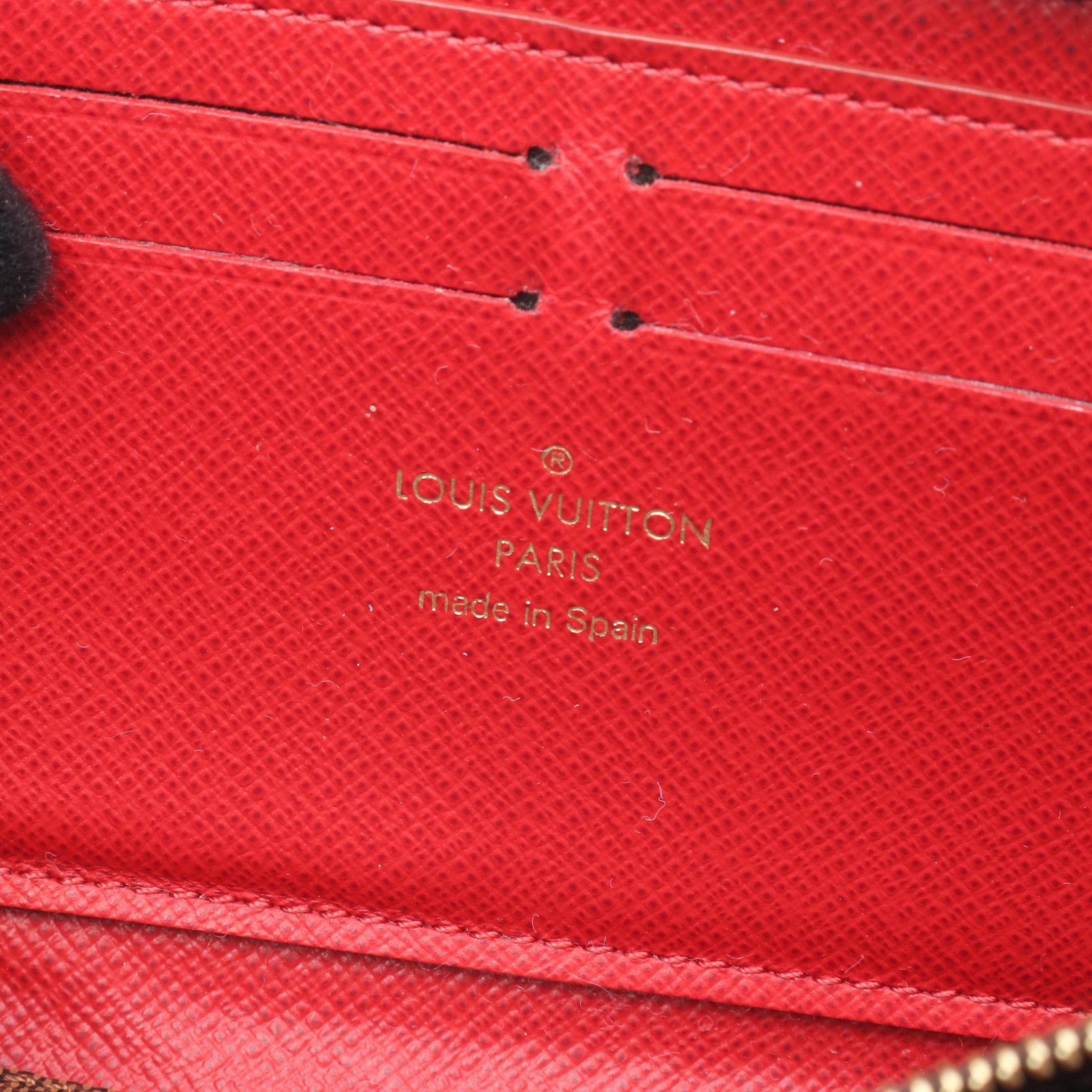 Louis Vuitton Louis Vuitton Portefeuil Clemence Damier Ebene Cerise Round Zipper Long Wallet Leather Brown Red Size ONE SIZE - 4 Thumbnail