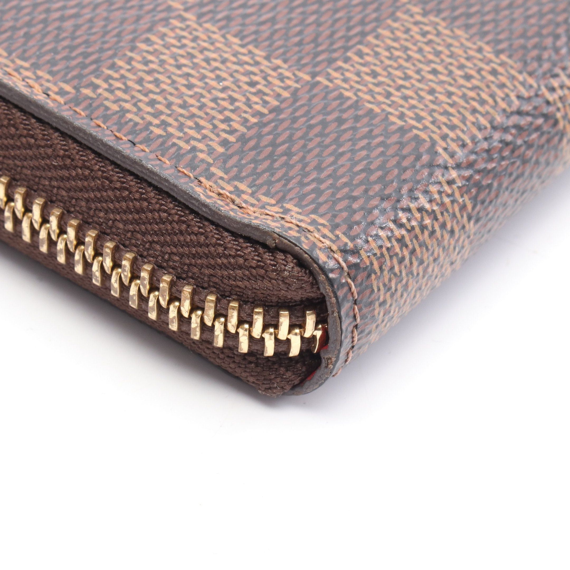 Louis Vuitton Louis Vuitton Portefeuil Clemence Damier Ebene Cerise Round Zipper Long Wallet Leather Brown Red Size ONE SIZE - 8 Thumbnail