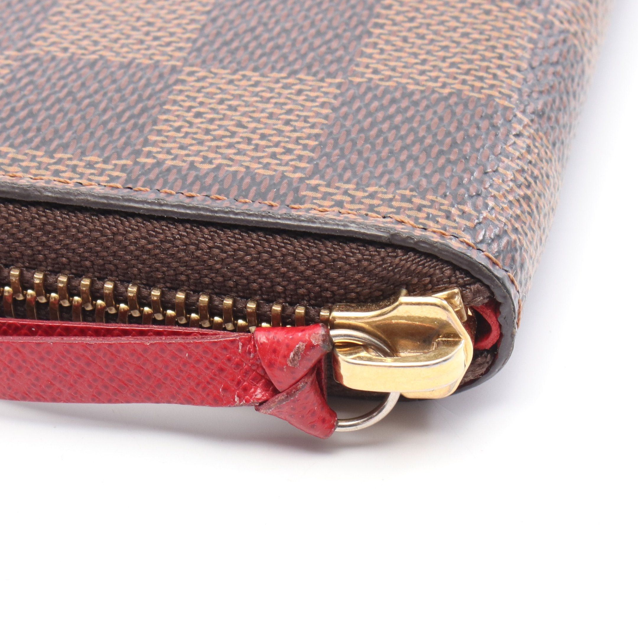 Louis Vuitton Louis Vuitton Portefeuil Clemence Damier Ebene Cerise Round Zipper Long Wallet Leather Brown Red Size ONE SIZE - 7 Thumbnail