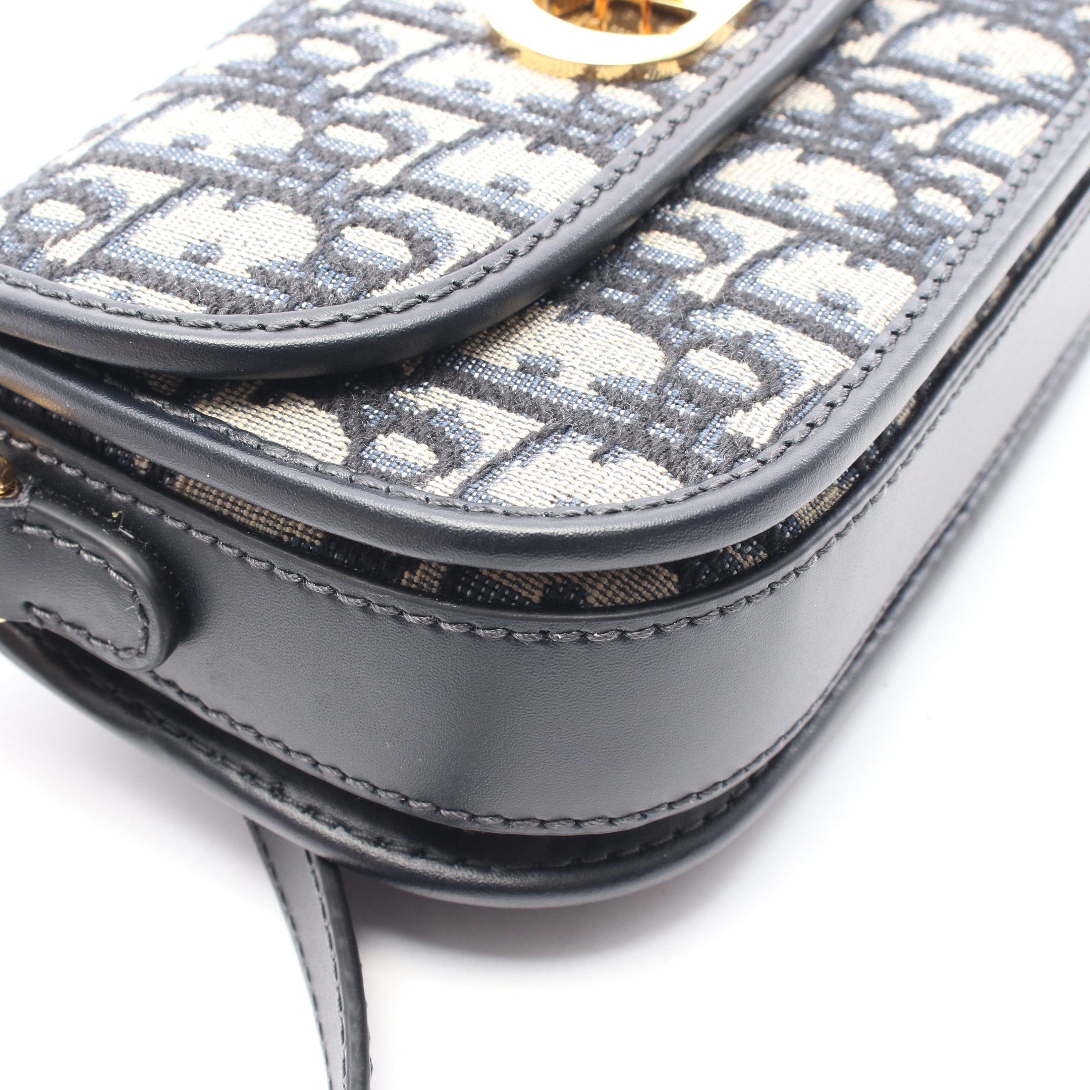 Dior Dior Miss Caro Karo Small Oblique Chain Shoulder Bag Canvas Leather Navy Gray Size ONE SIZE - 5 Thumbnail