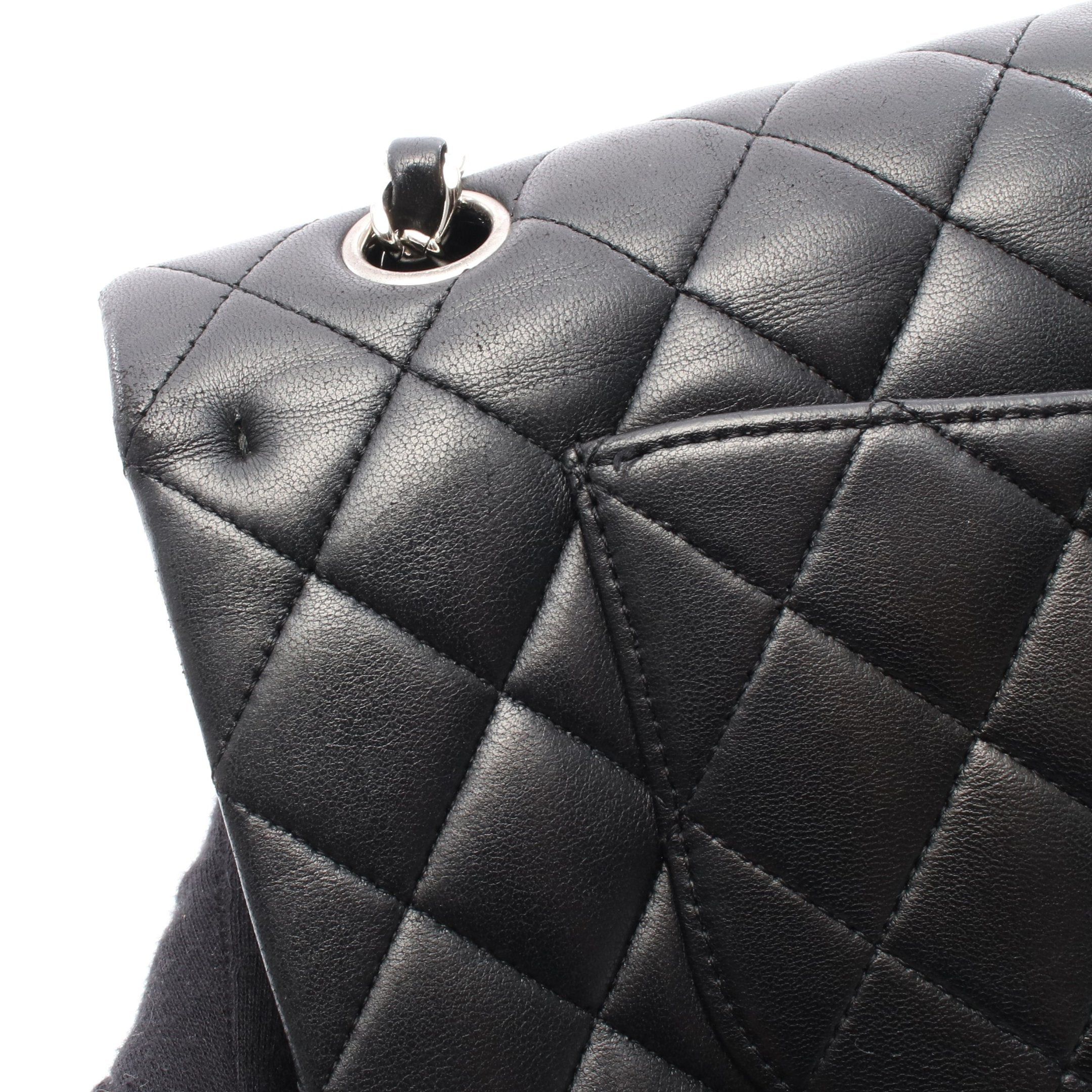 Chanel Chanel Matelasse Double Flap Chain Shoulder Bag Lambskin Black Silver Hardware Size ONE SIZE - 10 Thumbnail