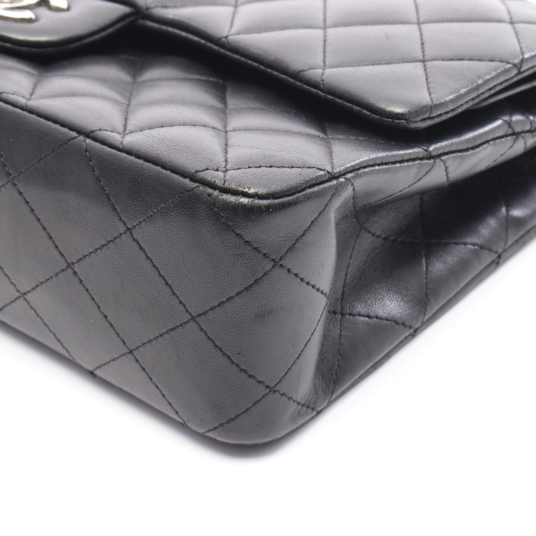 Chanel Chanel Matelasse Double Flap Chain Shoulder Bag Lambskin Black Silver Hardware Size ONE SIZE - 9 Thumbnail