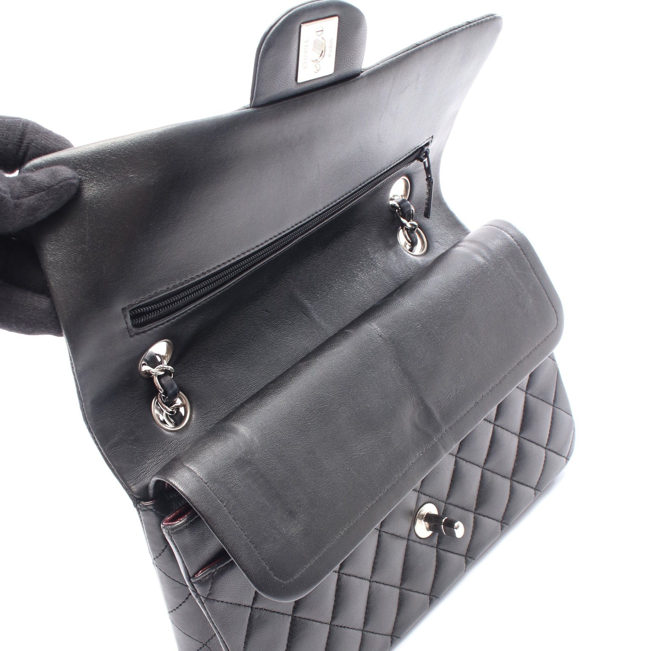Chanel Chanel Matelasse Double Flap Chain Shoulder Bag Lambskin Black Silver Hardware Size ONE SIZE - 7 Thumbnail