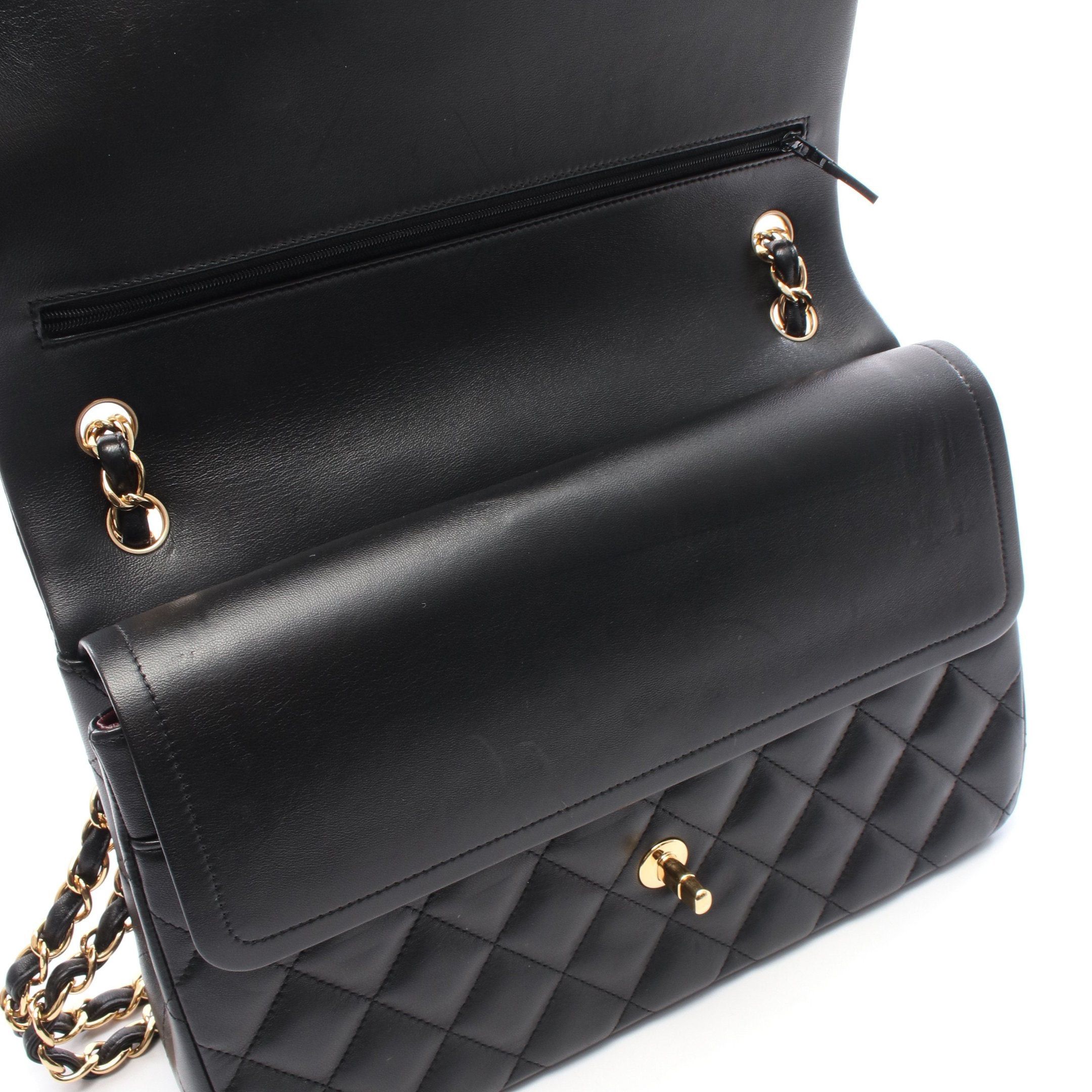 Chanel Chanel Decamatlassé 30 Classic Large Double Flap Chain Shoulder Bag Lambskin Black Gold Hardware Size ONE SIZE - 7 Thumbnail