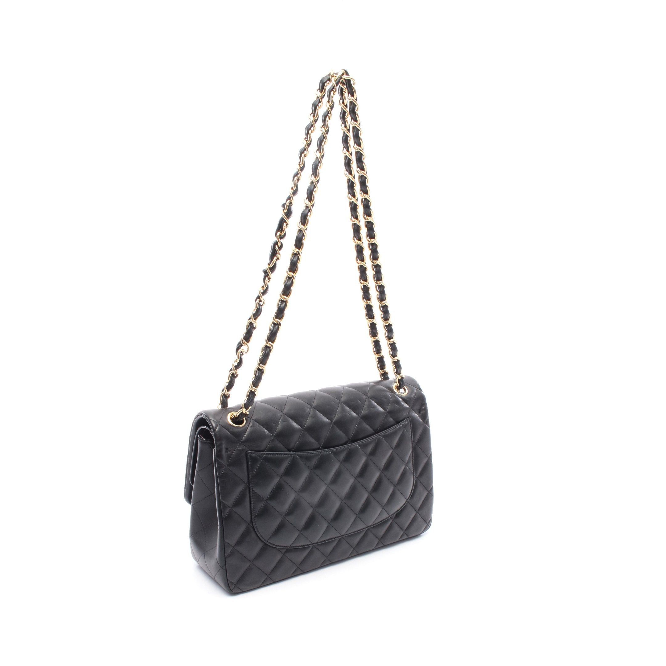 Chanel Chanel Decamatlassé 30 Classic Large Double Flap Chain Shoulder Bag Lambskin Black Gold Hardware Size ONE SIZE - 2 Thumbnail