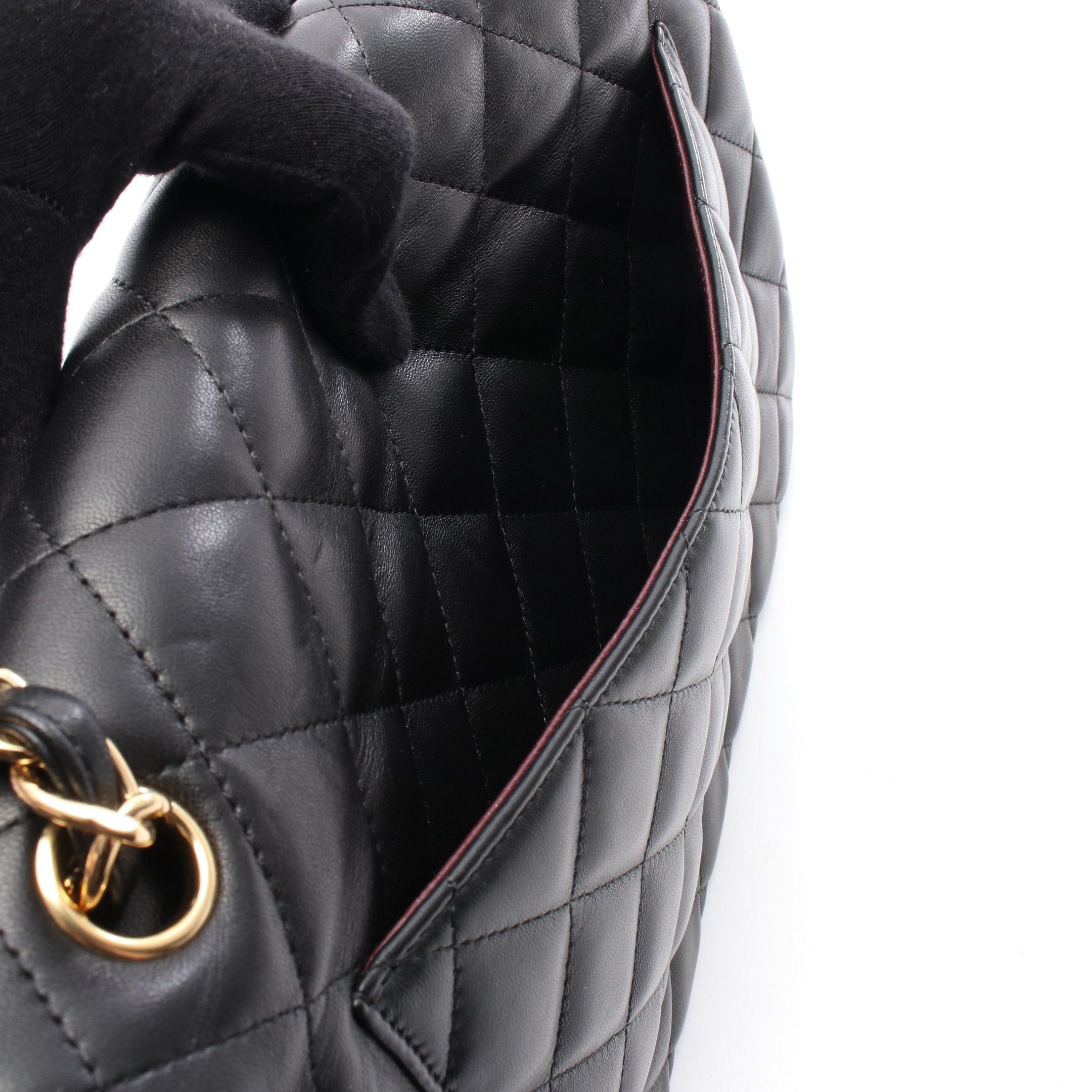 Chanel Chanel Decamatlassé 30 Classic Large Double Flap Chain Shoulder Bag Lambskin Black Gold Hardware Size ONE SIZE - 6 Thumbnail