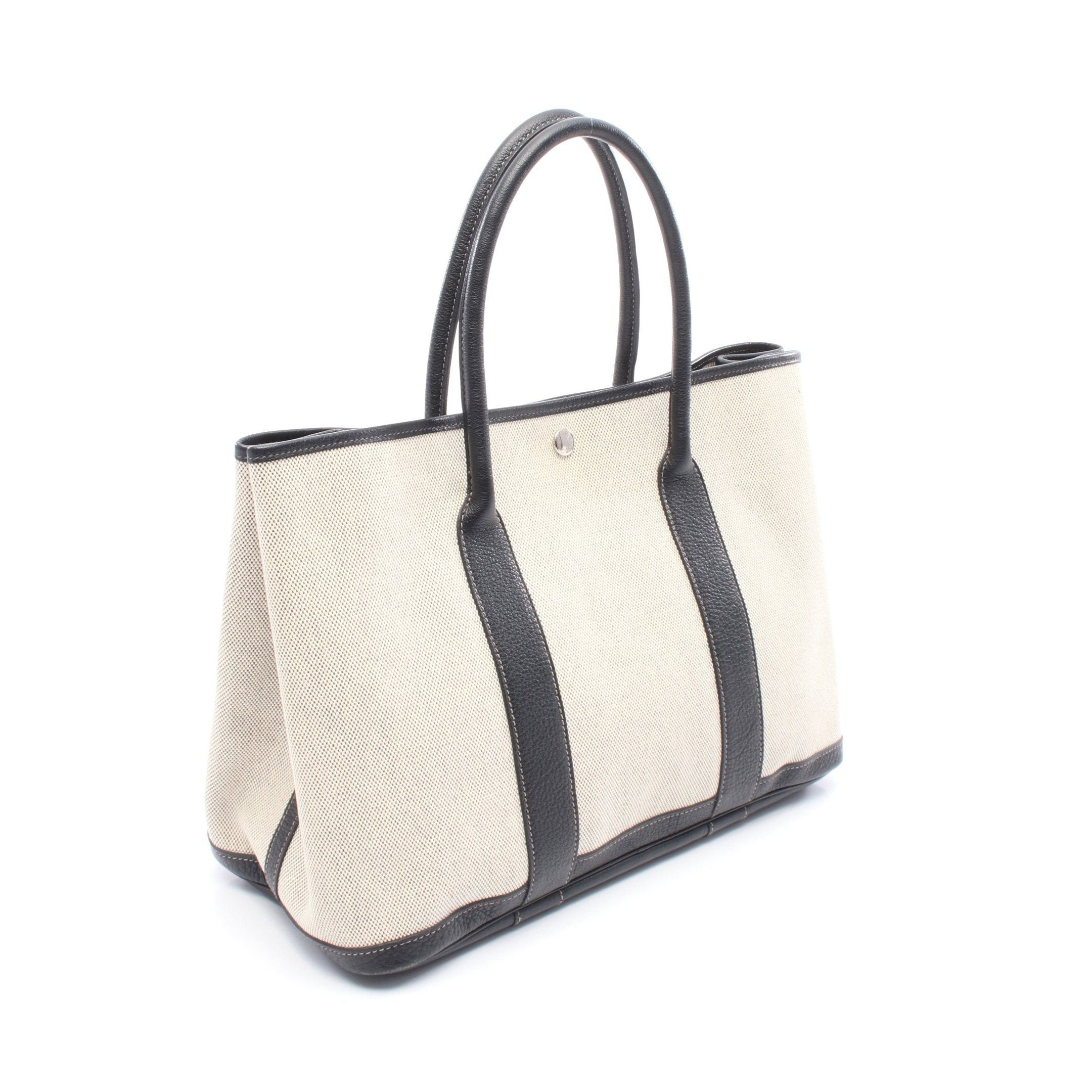 Hermes Hermes Garden Party Pm Handbag Tote Bag Toile Ash Negonda Leather Beige Black Silver Hardware □J Carved Stamp Size ONE SIZE - 2 Thumbnail